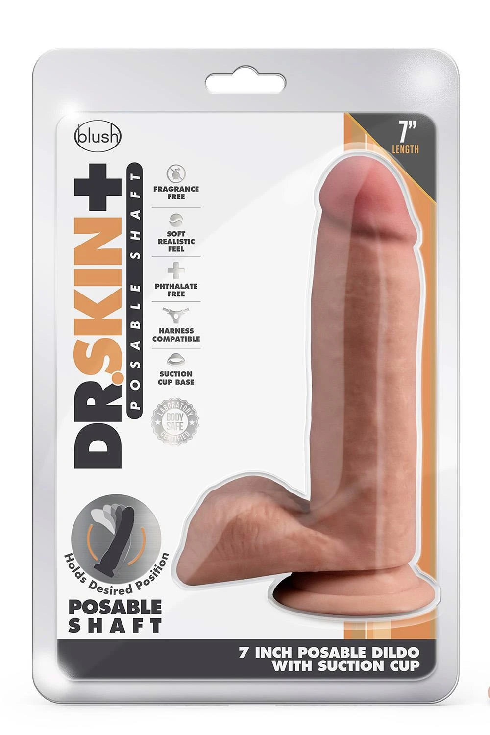 DR. SKIN PLUS GODEMICHET ARTICULÉ 7 POUCES AVEC TESTICULES MOKA