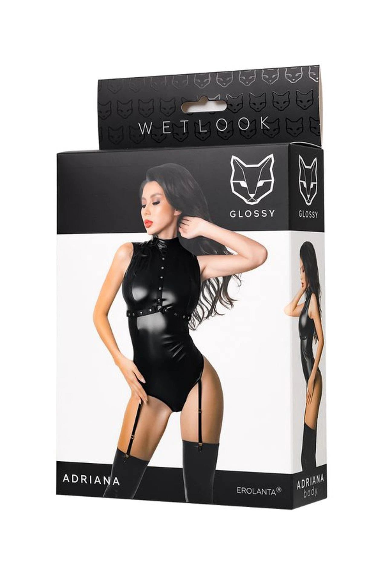 Wetlook bodysuit Adriana - black XL