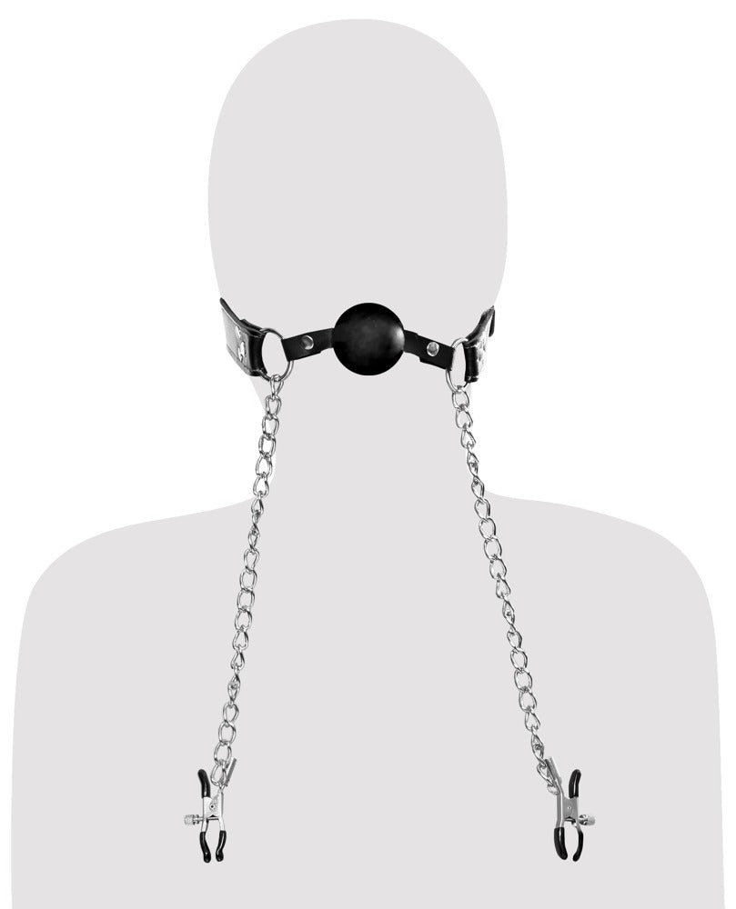 Deluxe Ball Gag and Nipple Clamps
