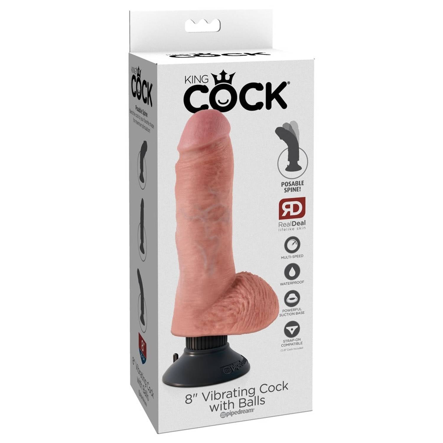 8" Vibrating Cock with Balls