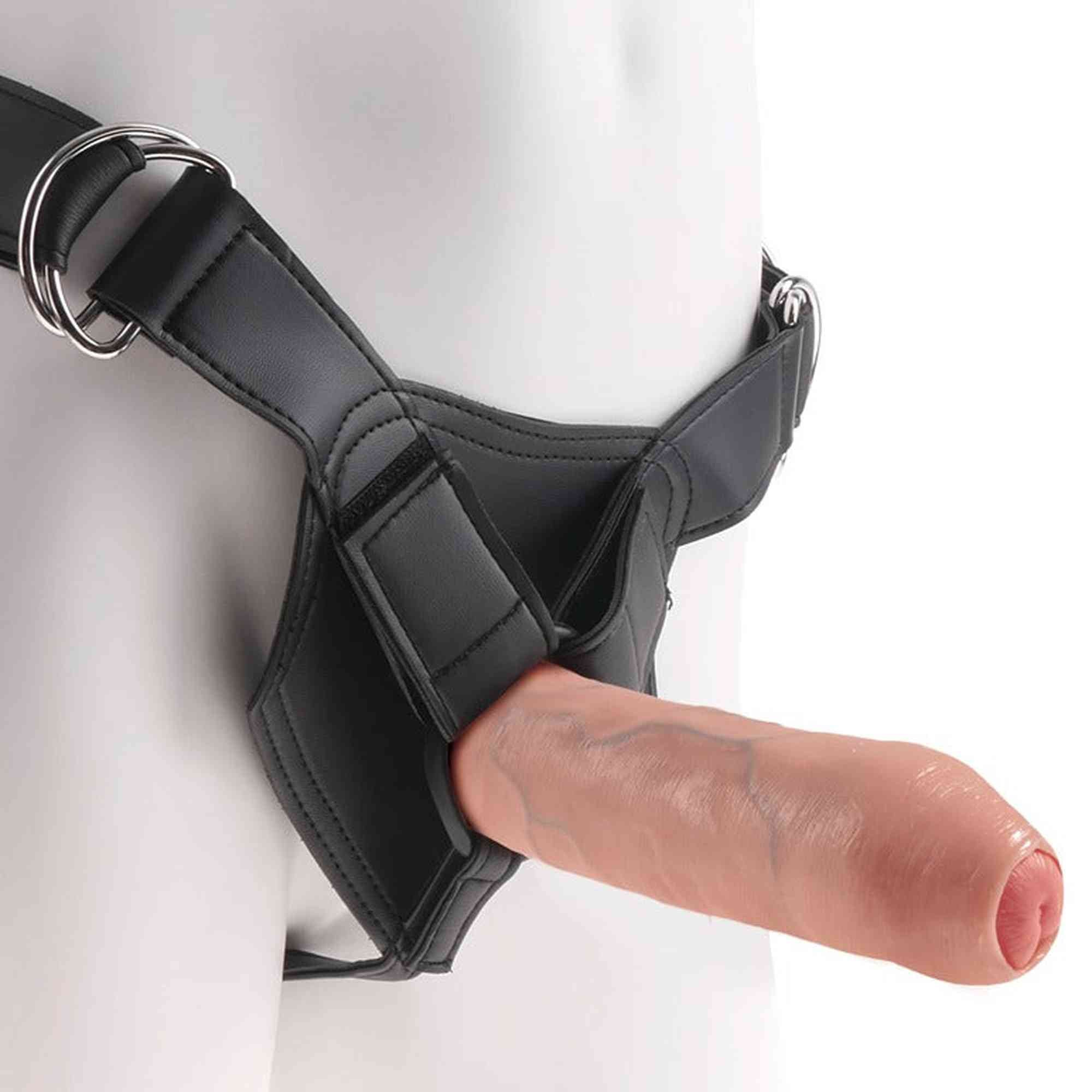 7" Uncut Cock with Strap-On Harness