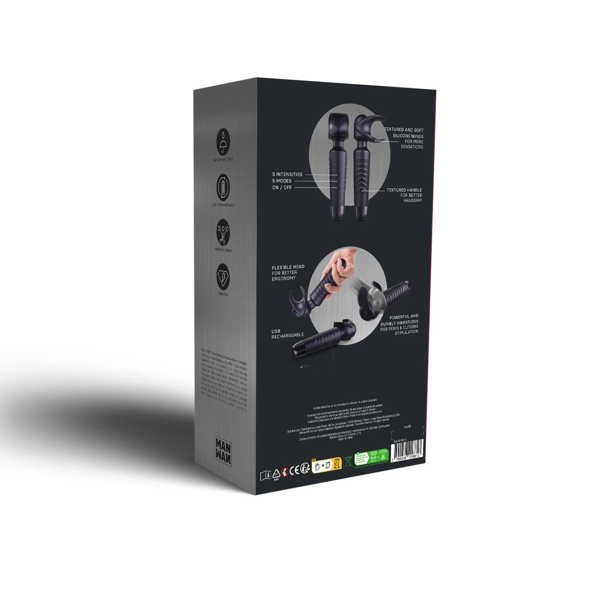 MAN.WAND EVO BLACK PLUM RECHARGEABLE MASTURBATOR
