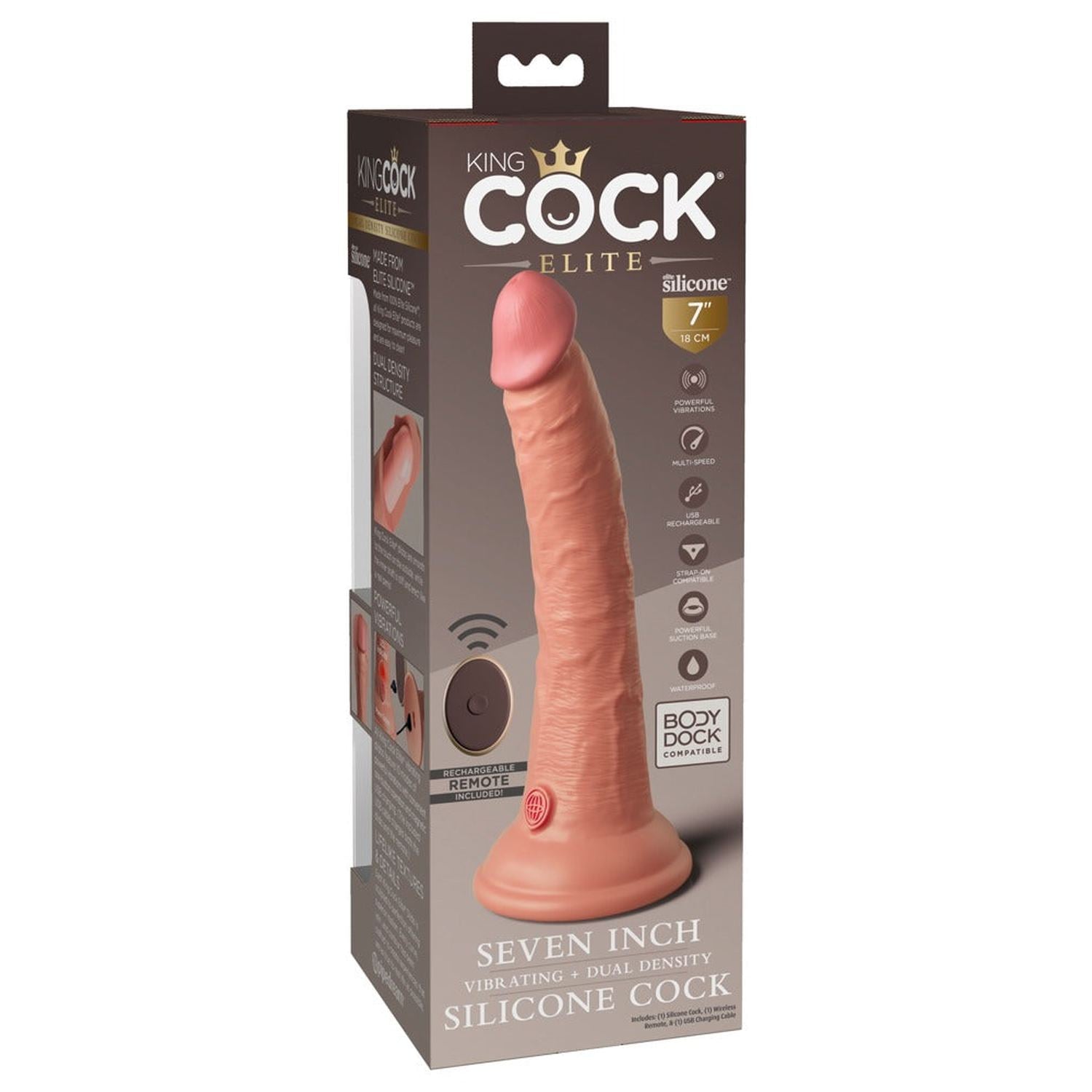 7" Vibrating + Dual Density Silicone Cock with Remote