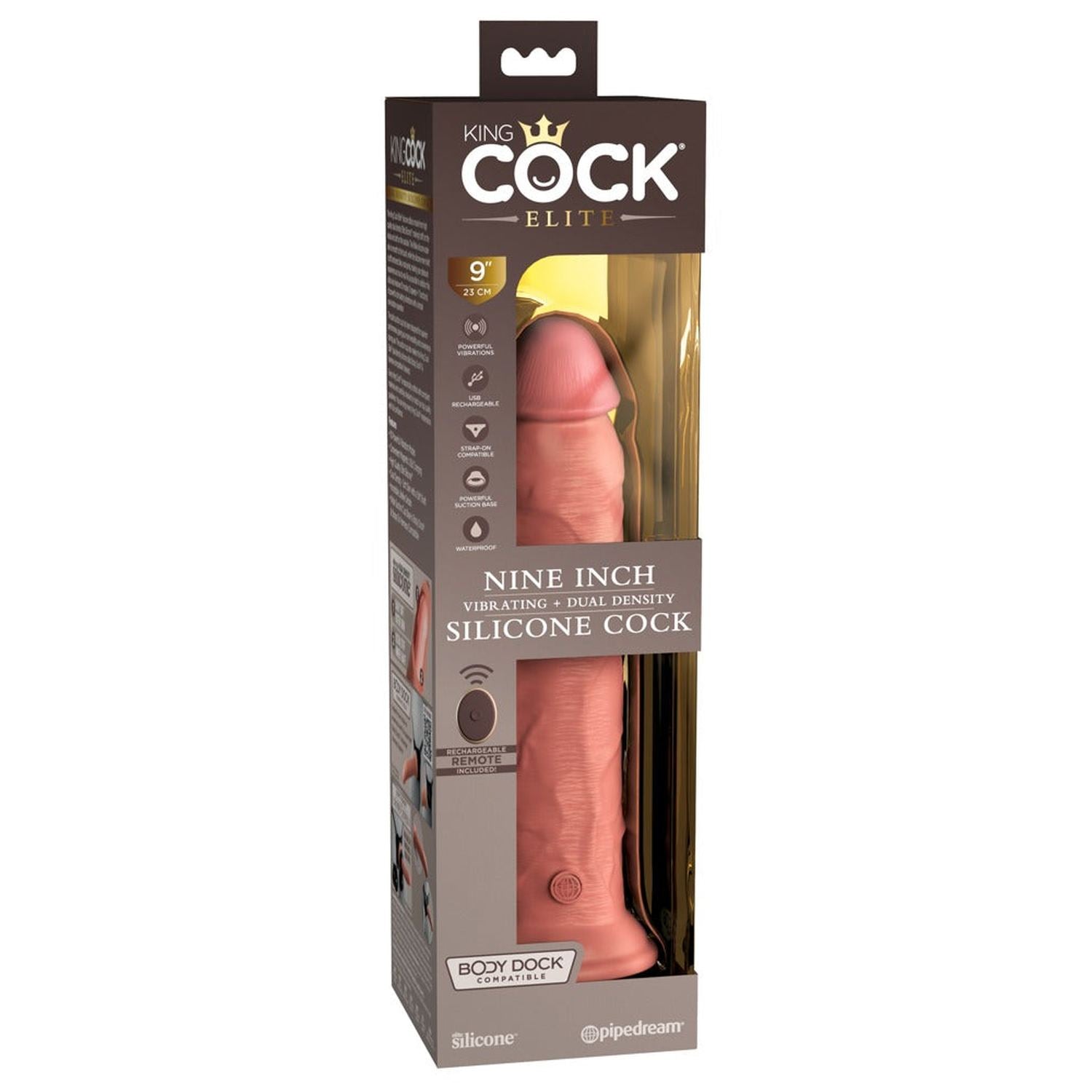 9" Vibrating + Dual Density Silicone Cock with Remote
