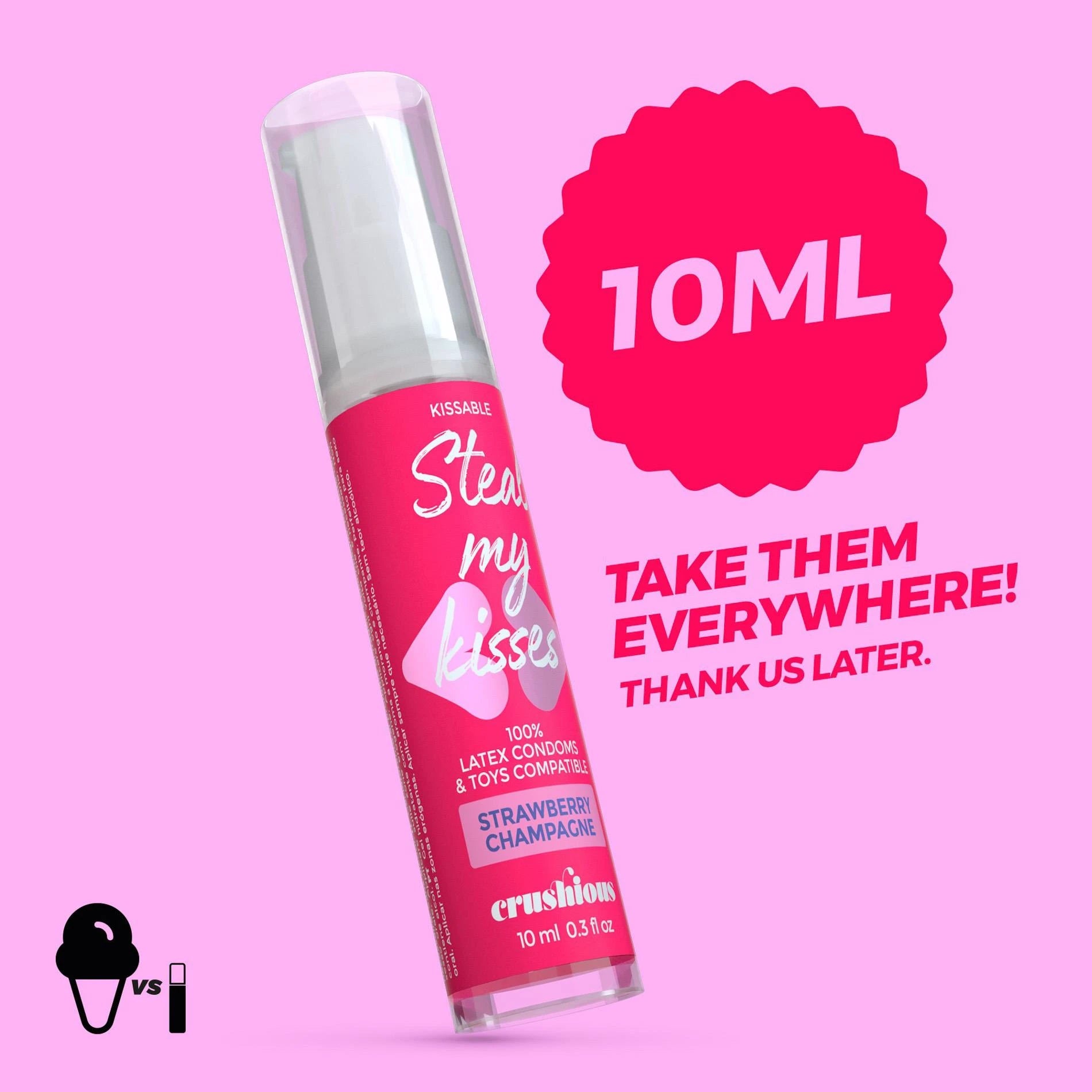 Steal My Kisses - Lubricant - Strawberry Champagne Flavour - 0.3 fl oz / 10 ml