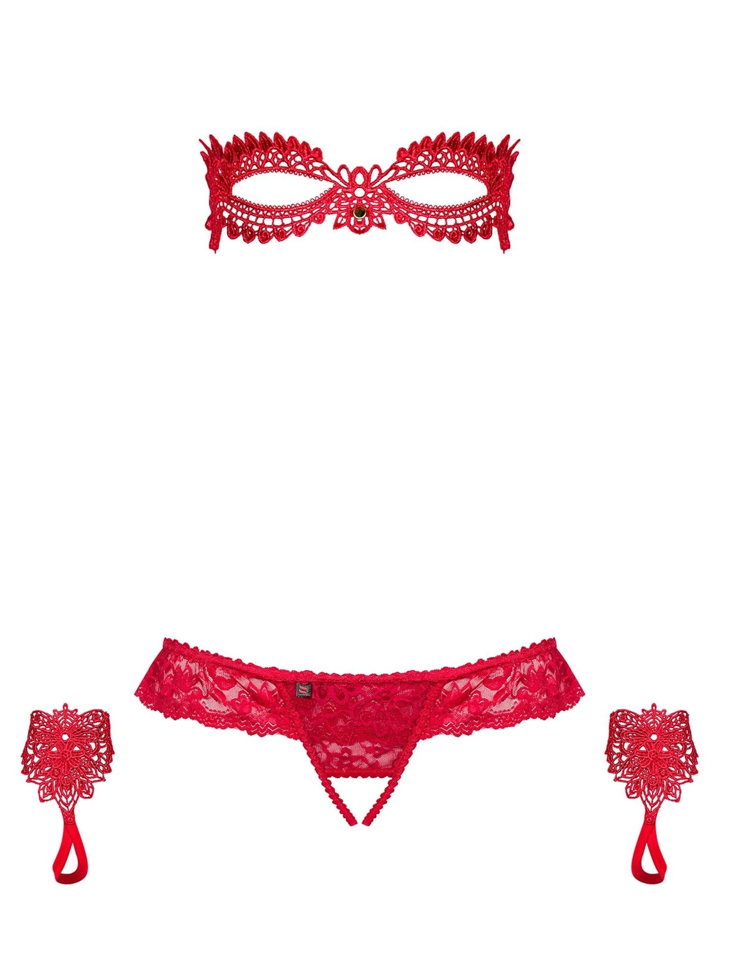 Lingerie-Hetea ensemble 3 pièces rouge L/XL