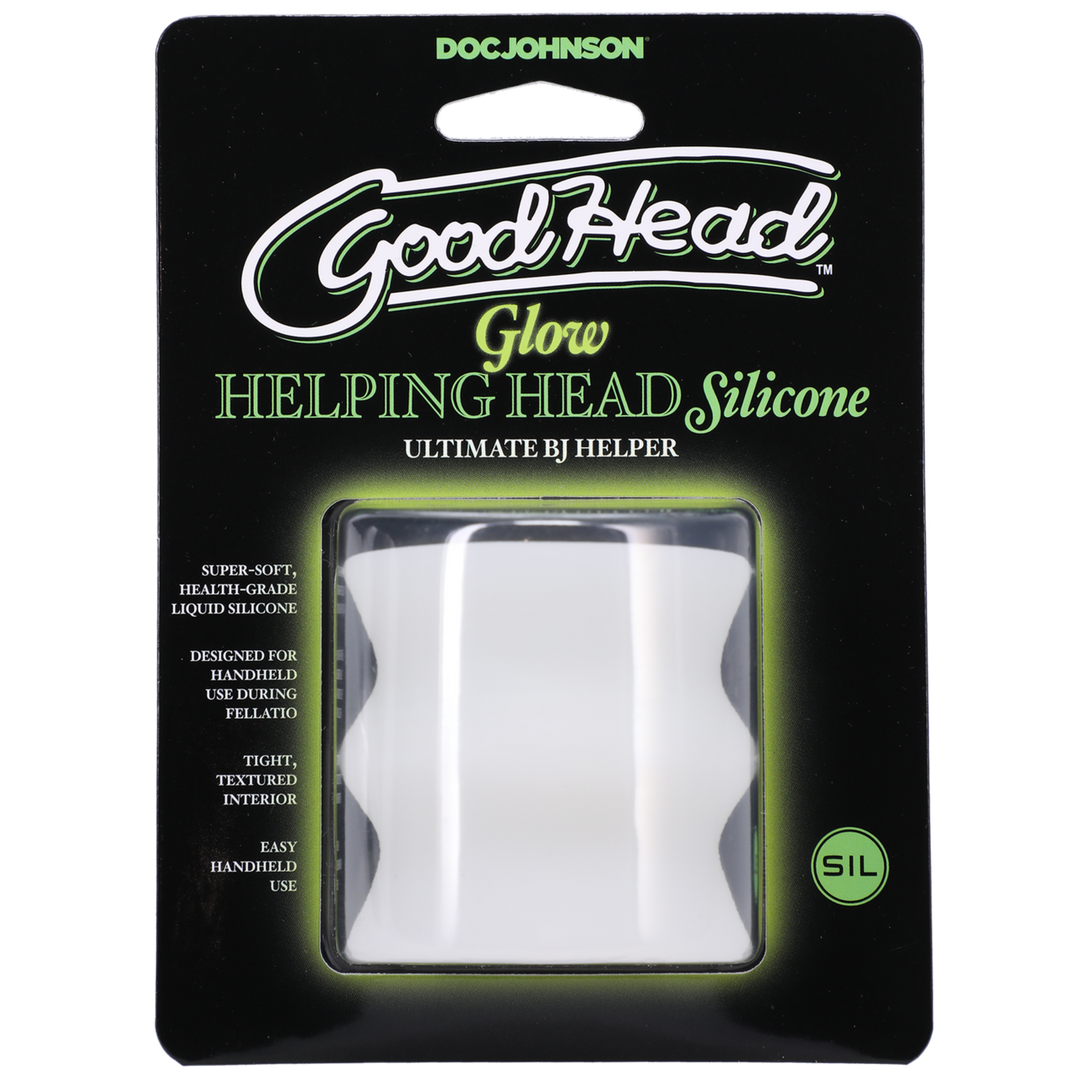 Manchon masturbateur en silicone Glow Helping Head – Givre/vert fluorescent