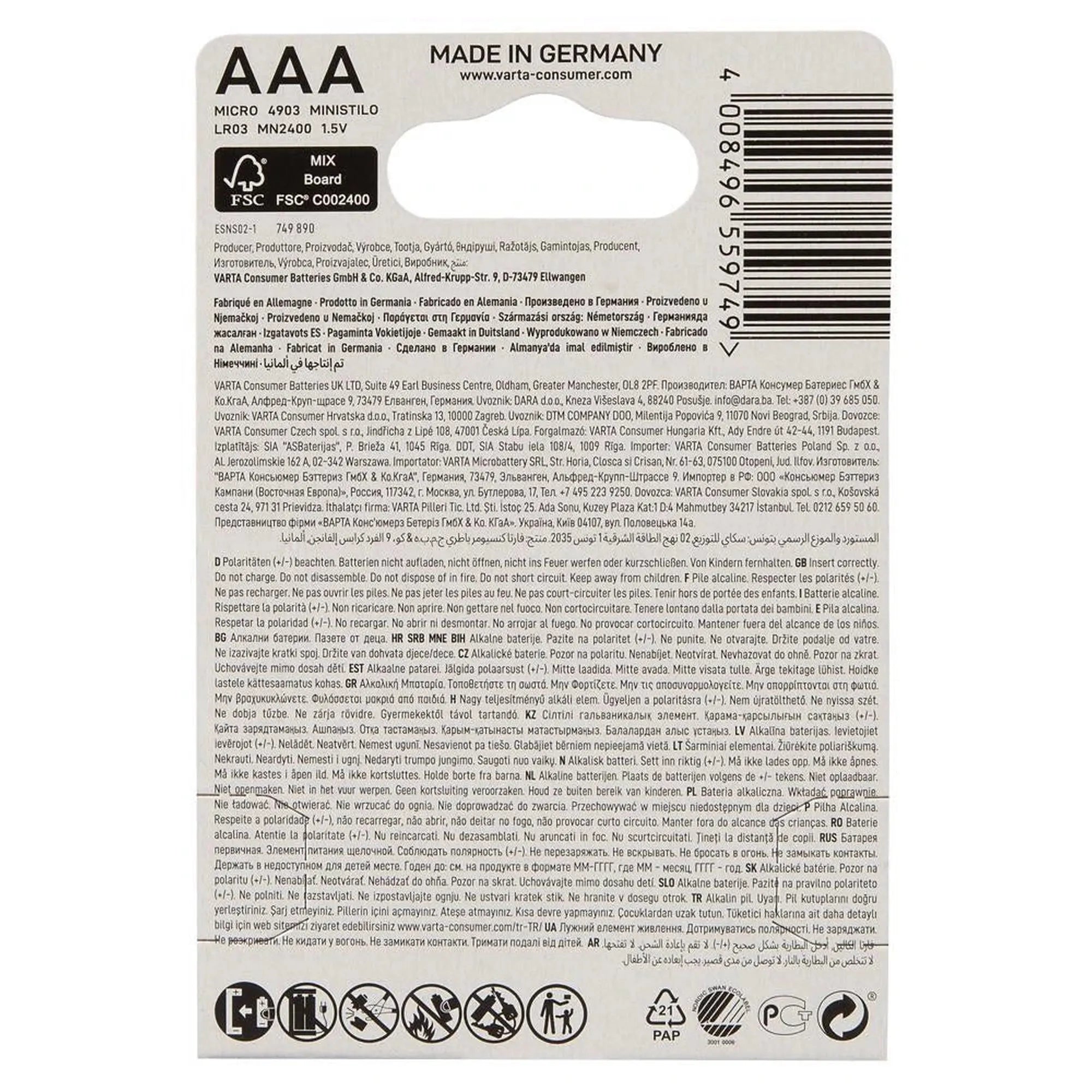 Battery Varta AAA 10x4