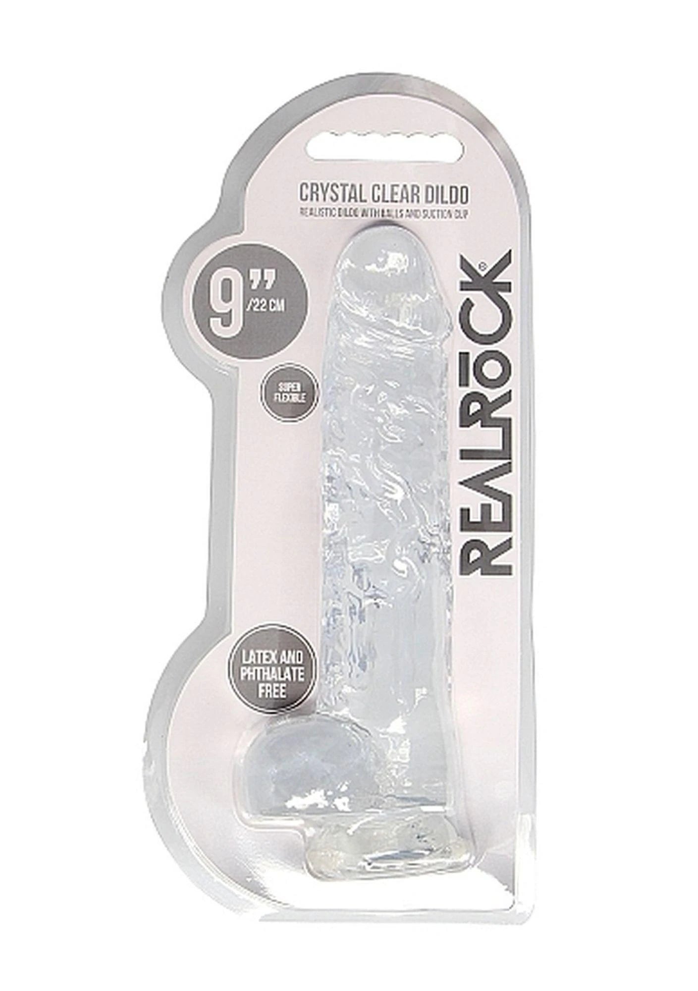 9″ / 23 cm Realistic Dildo With Balls - Transparent