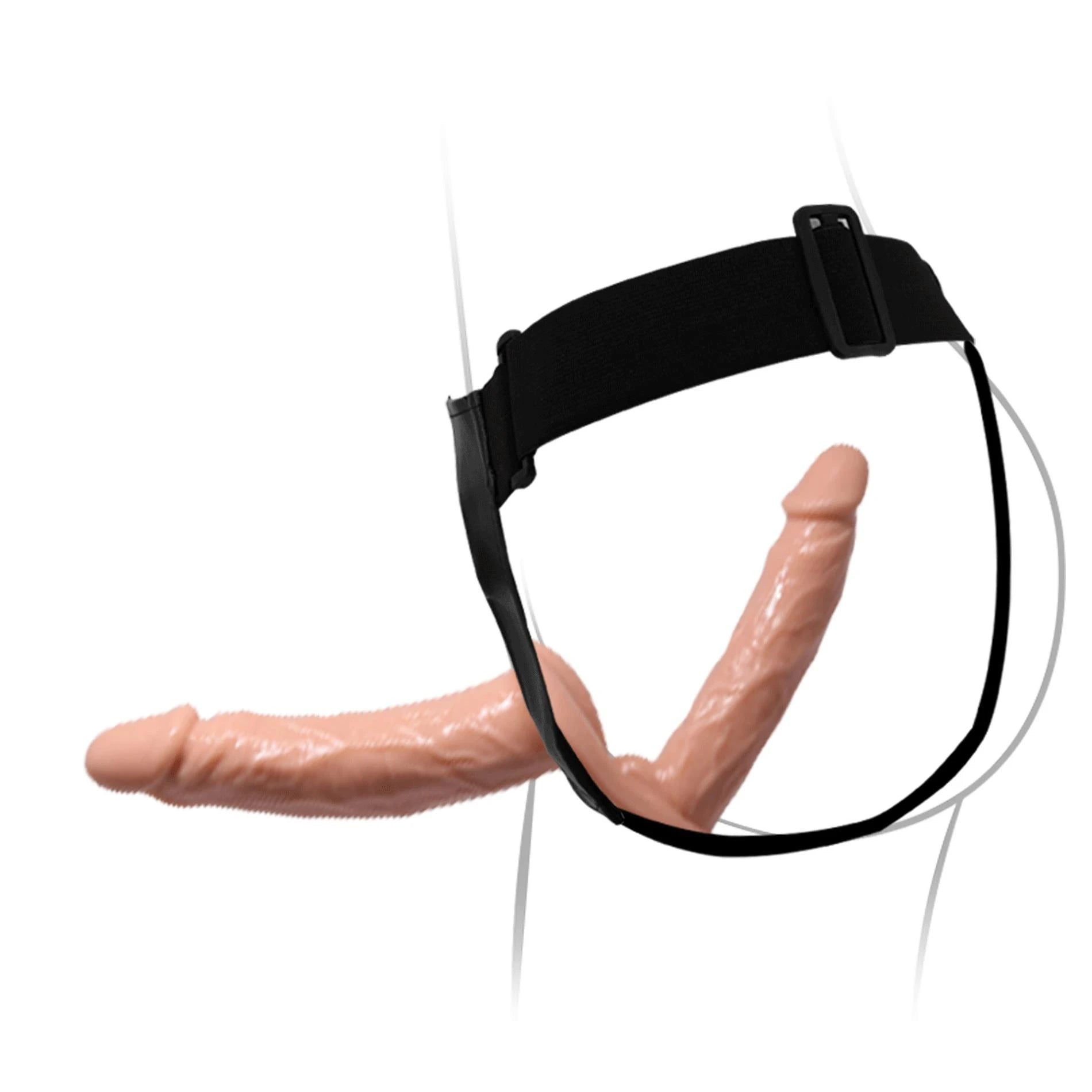 BAILE - DOUBLE GODEMICHETS À SANGLE, 18 cm + 15 cm