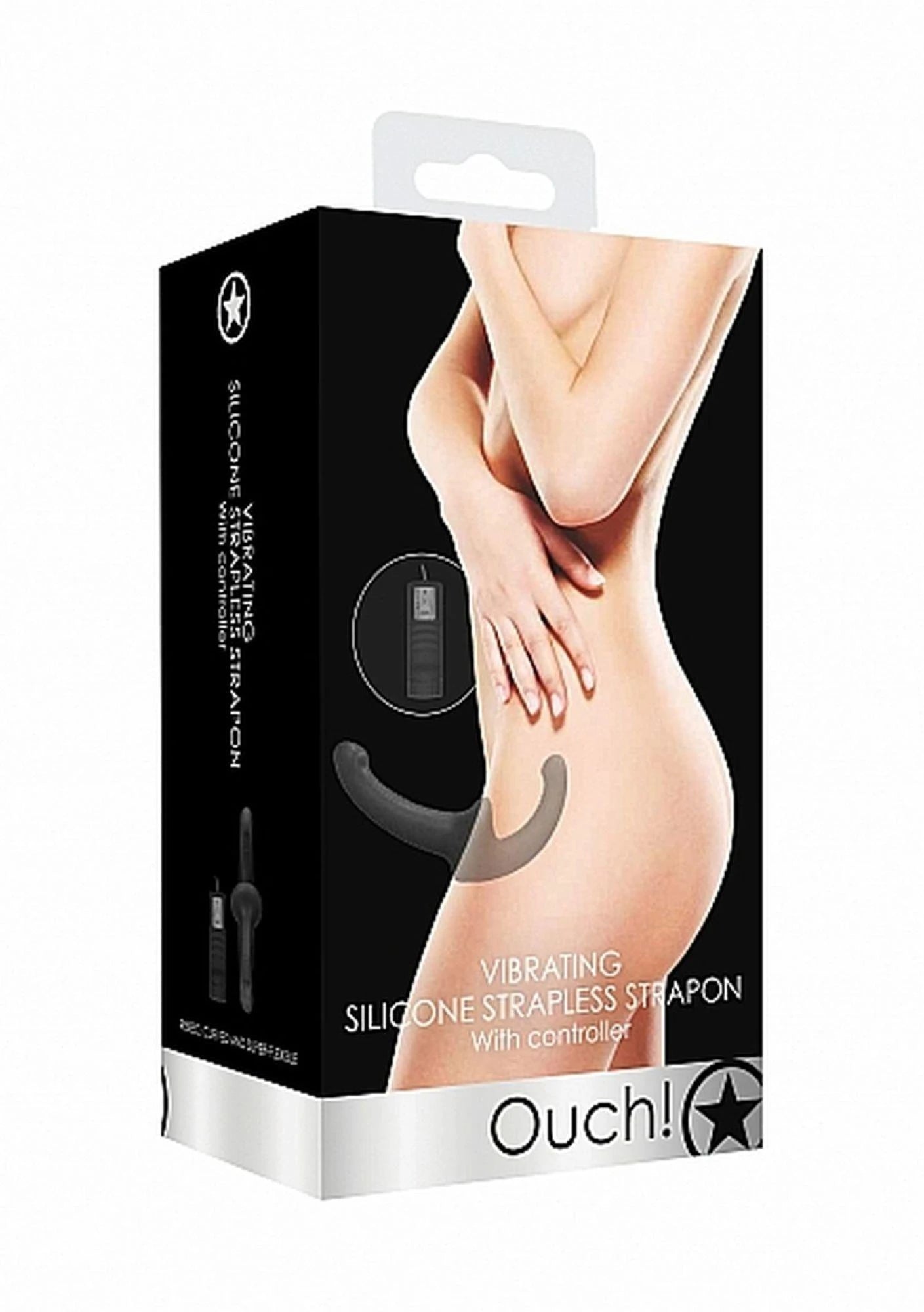 Vibrating Silicone Strapless Strapon - Black