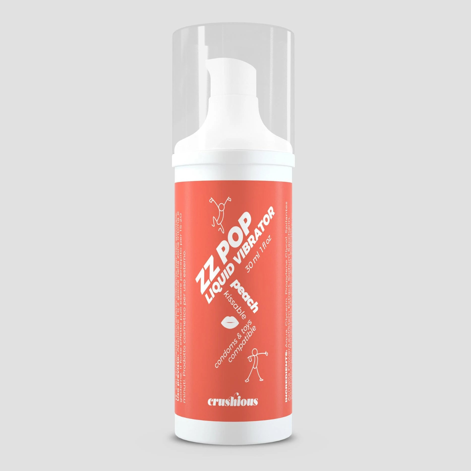 ZZ Pop - Kissable Liquid Vibrator - Peach - 1 fl oz / 30 ml