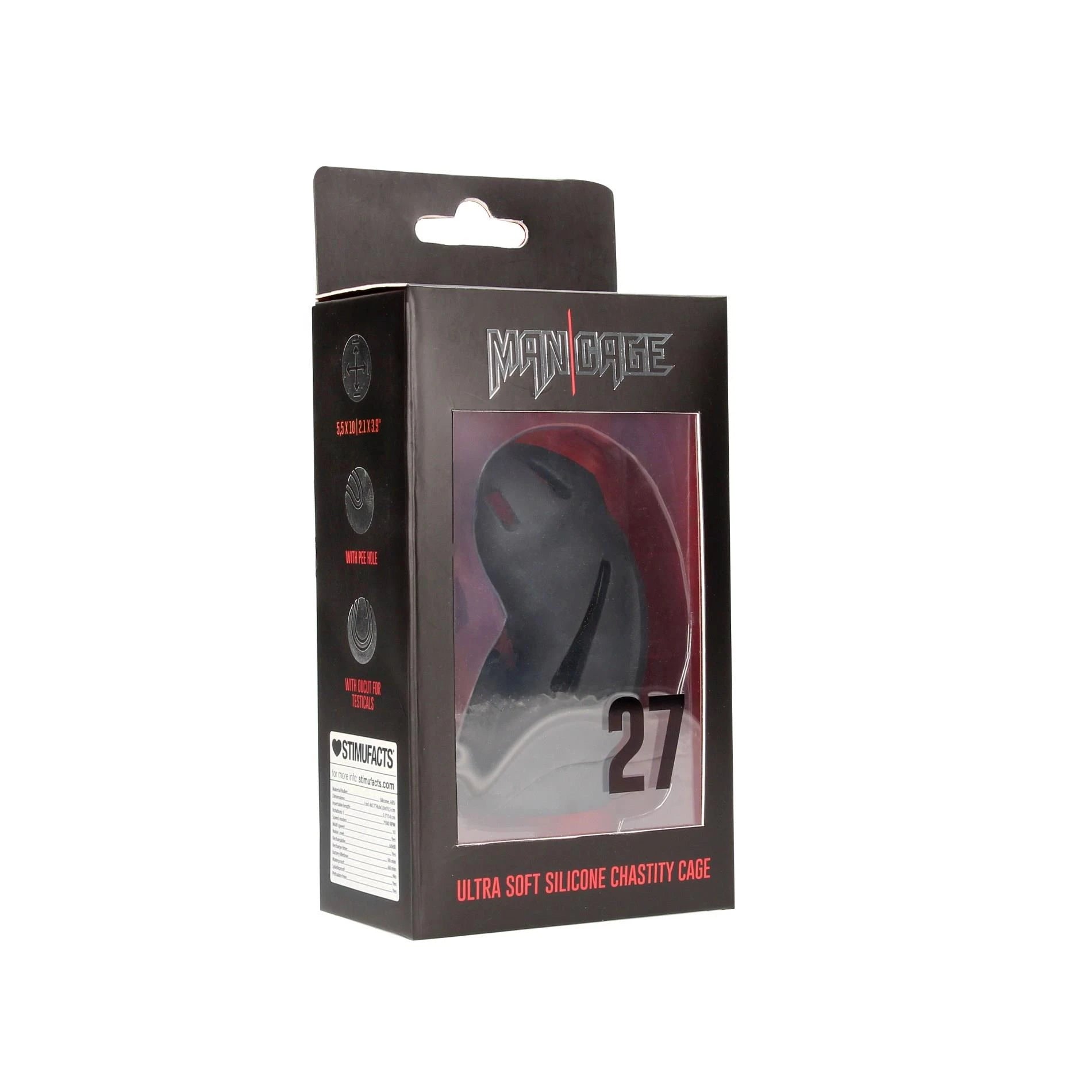 Modèle 27 - Cage de chasteté en silicone ultra doux - Noir