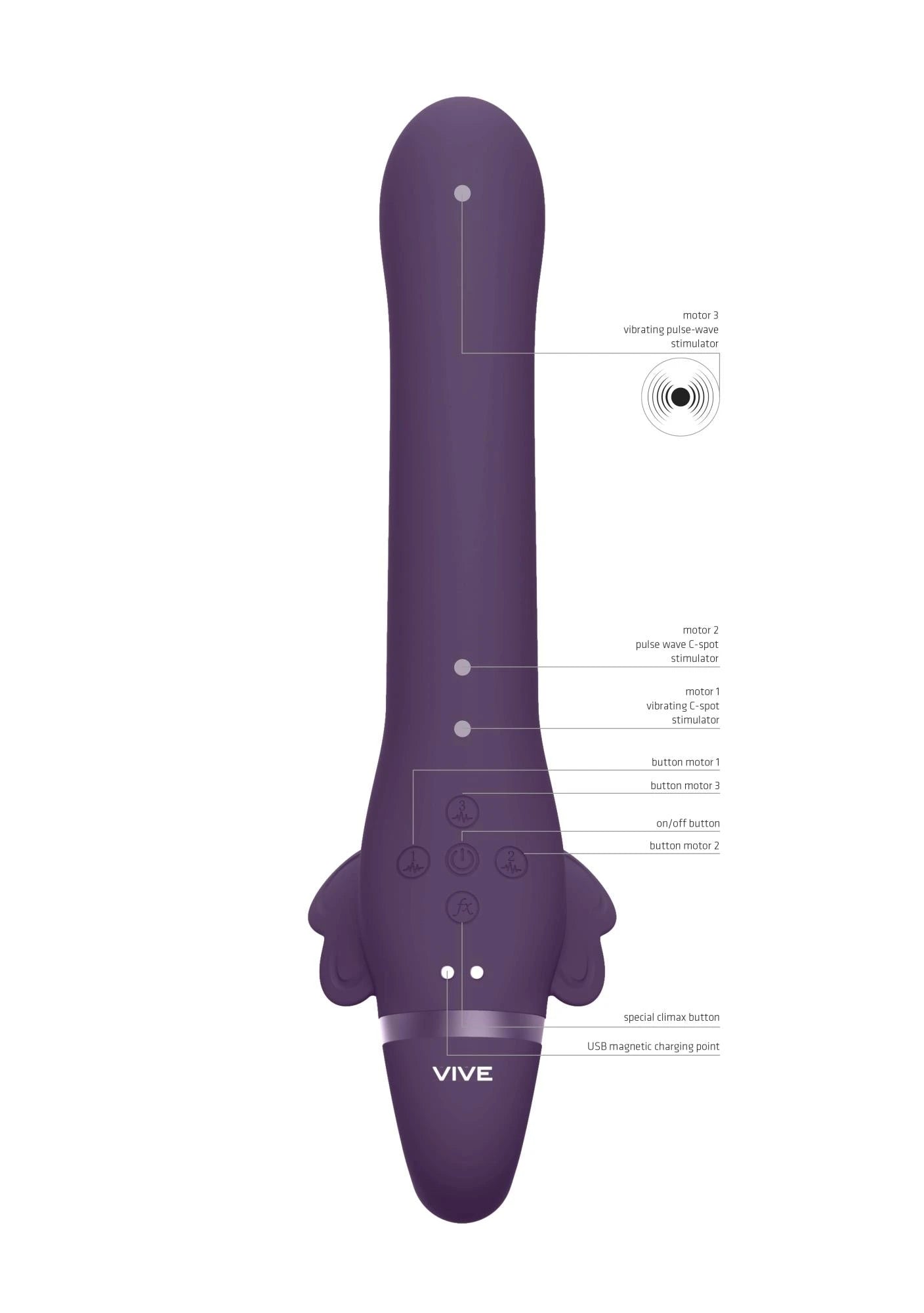 Satu - Pulse-Wave and Vibrating Strapless Strapon - Purple