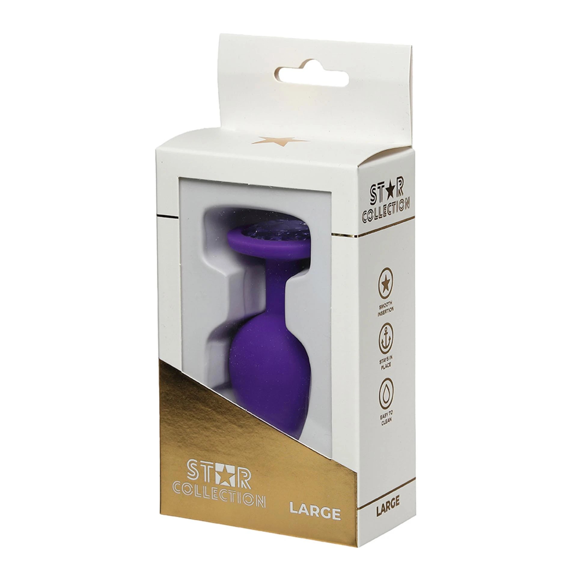 Star Collection - Plug anal en silicone violet taille L - Pierre violette