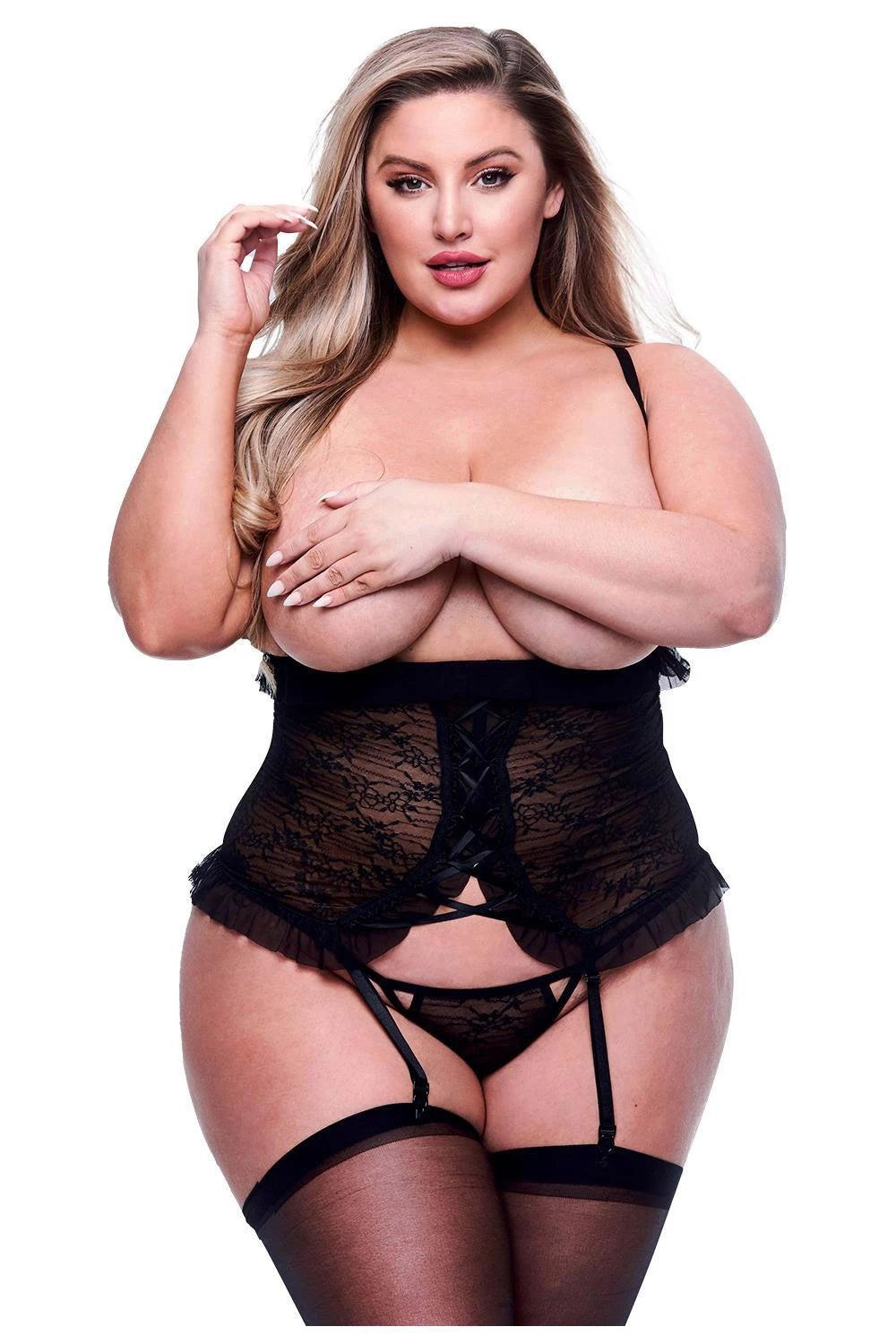 BACI 2PC PEEKABOO BUSTIER & GSTRING SET, QUEEN