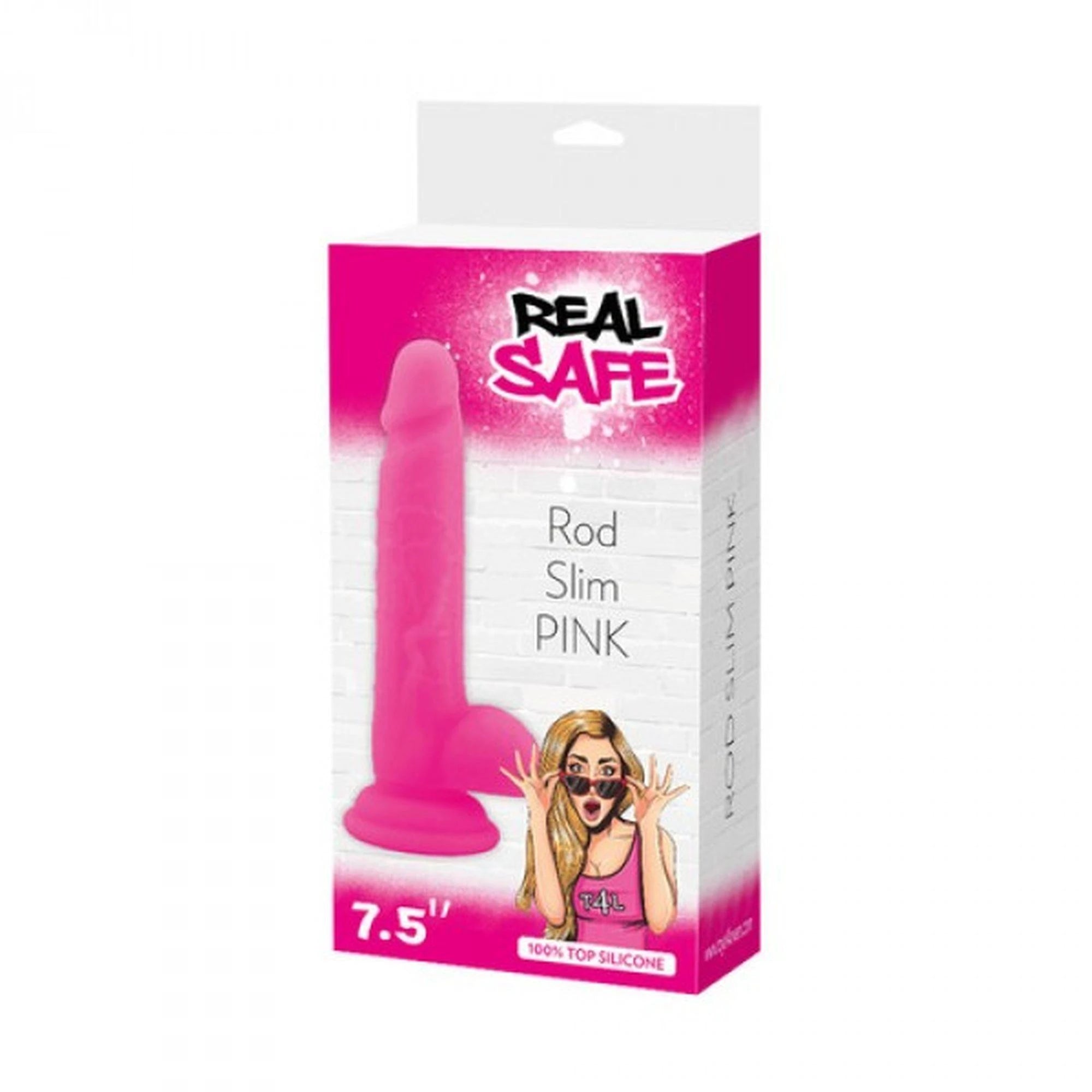 Dildo-Pénis réaliste, tige fine rose sans danger