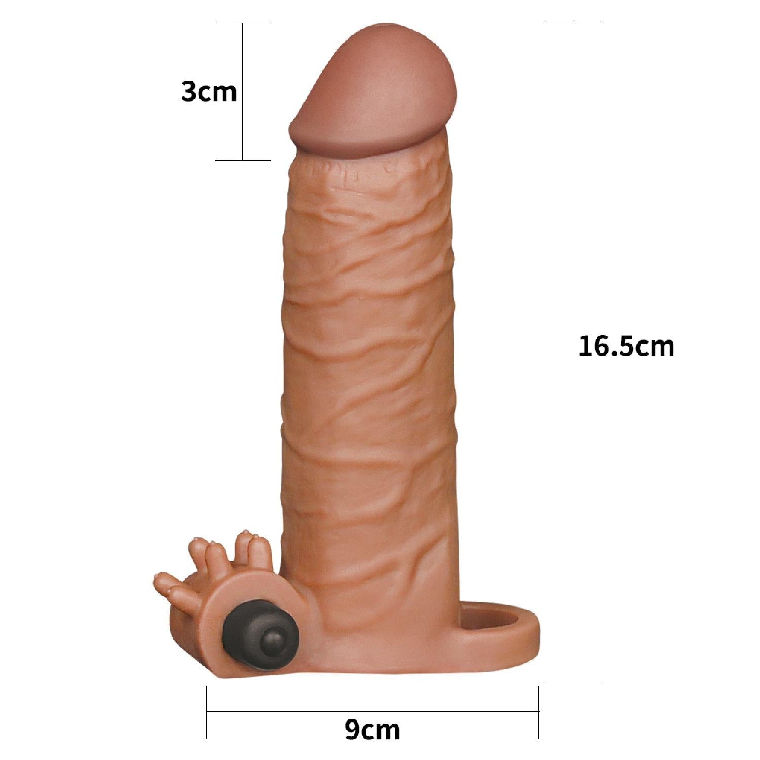 Add 2″ Pleasure X Tender Vibrating Penis Sleeve Brown