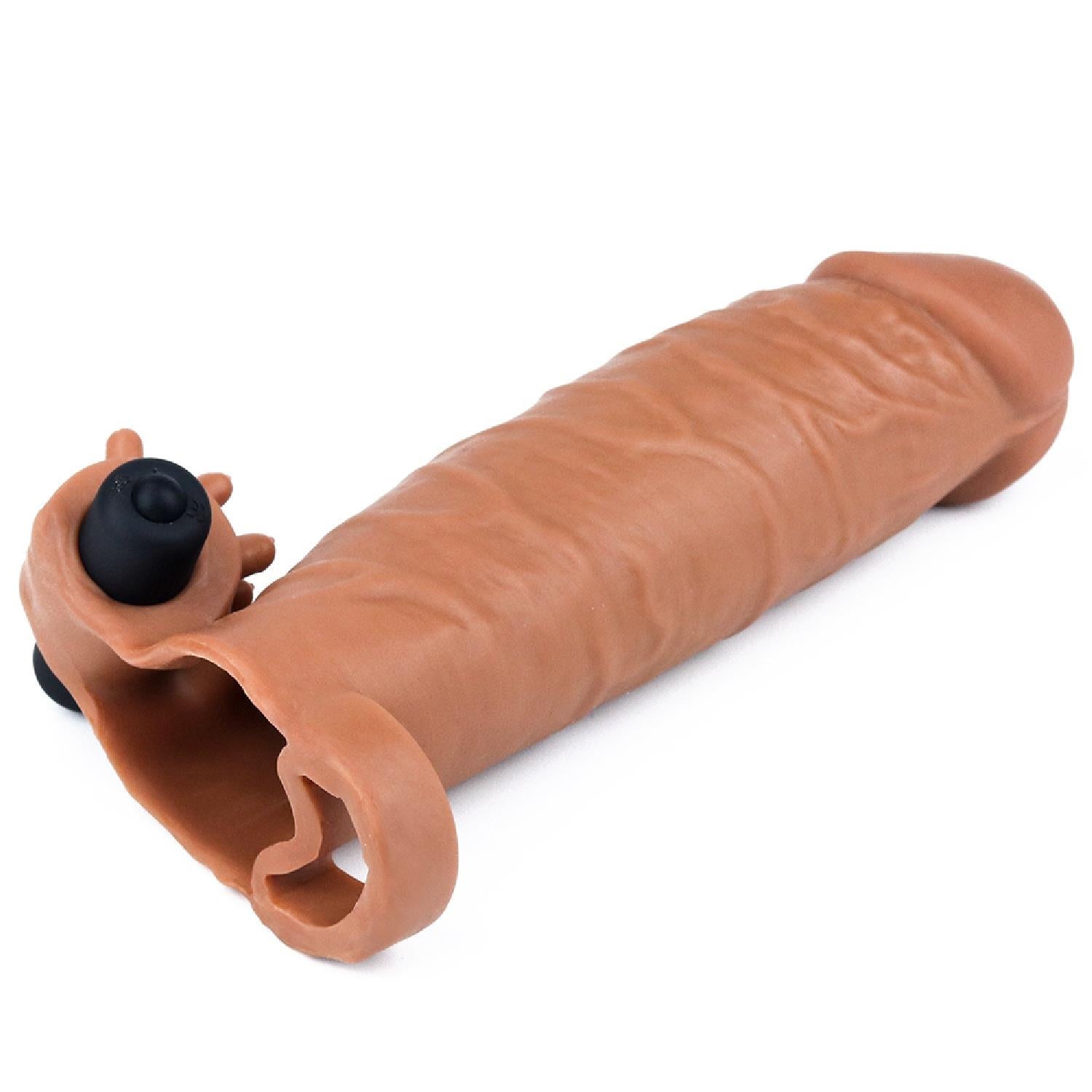 Add 2″ Pleasure X Tender Vibrating Penis Sleeve Brown