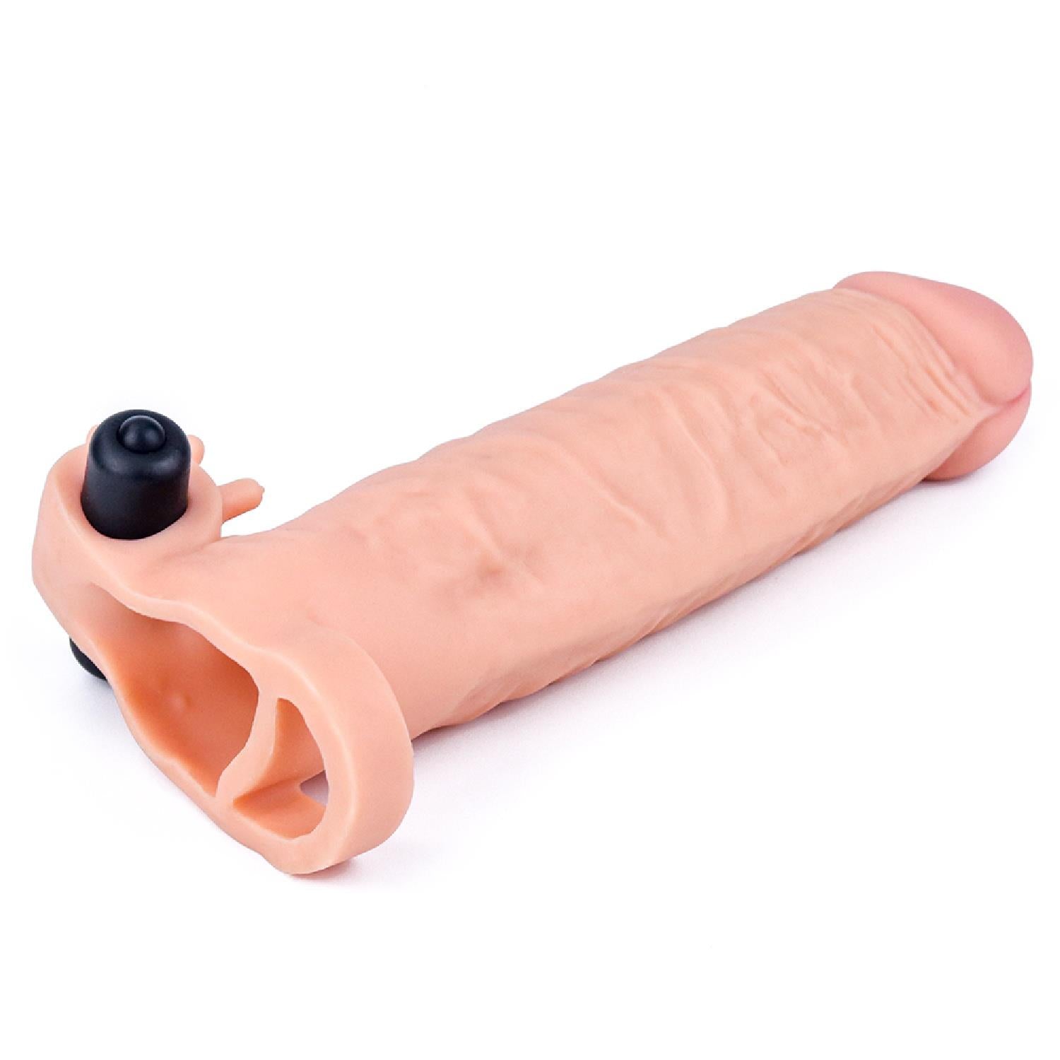 Add 2″ Pleasure X Tender Vibrating Penis Sleeve Flesh