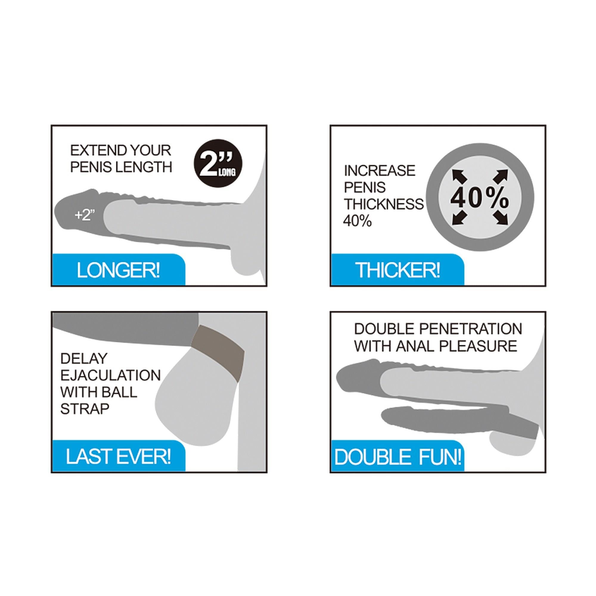 Add 2″ Pleasure X Tender Double Penis Sleeve