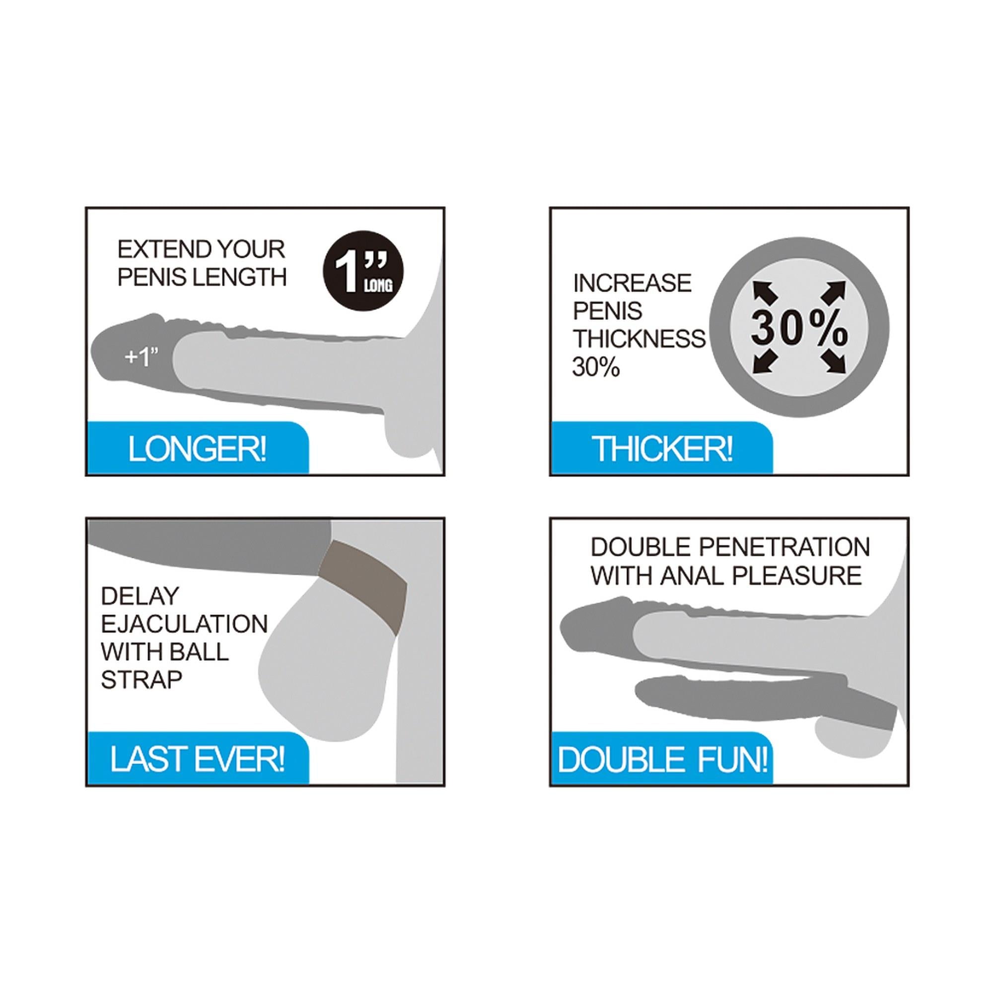 Add 1″ Pleasure X Tender Vibrating Double Penis Sleeve
