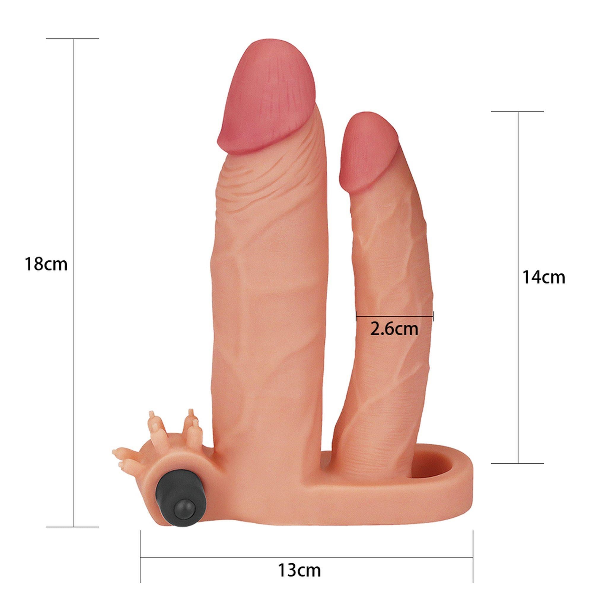 Add 1″ Pleasure X Tender Vibrating Double Penis Sleeve