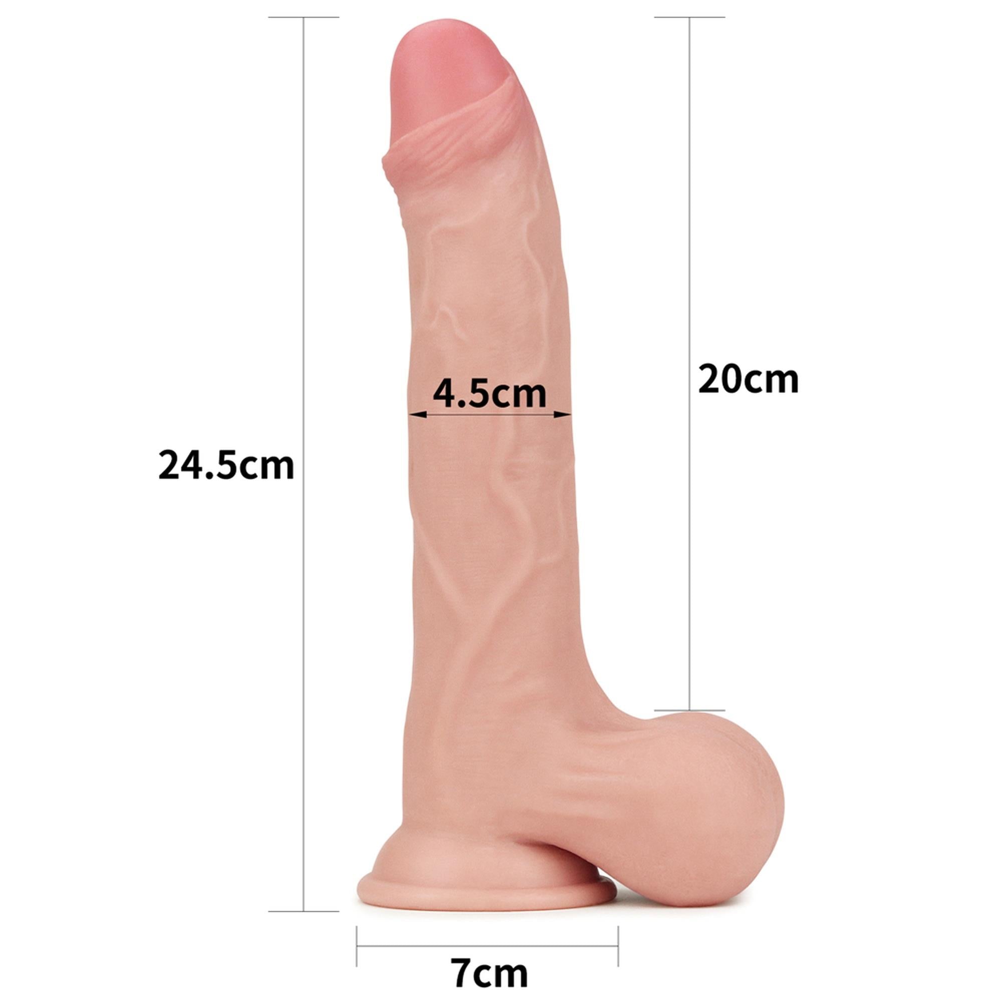 Dong double couche à peau coulissante 9,5" - Testicule entier