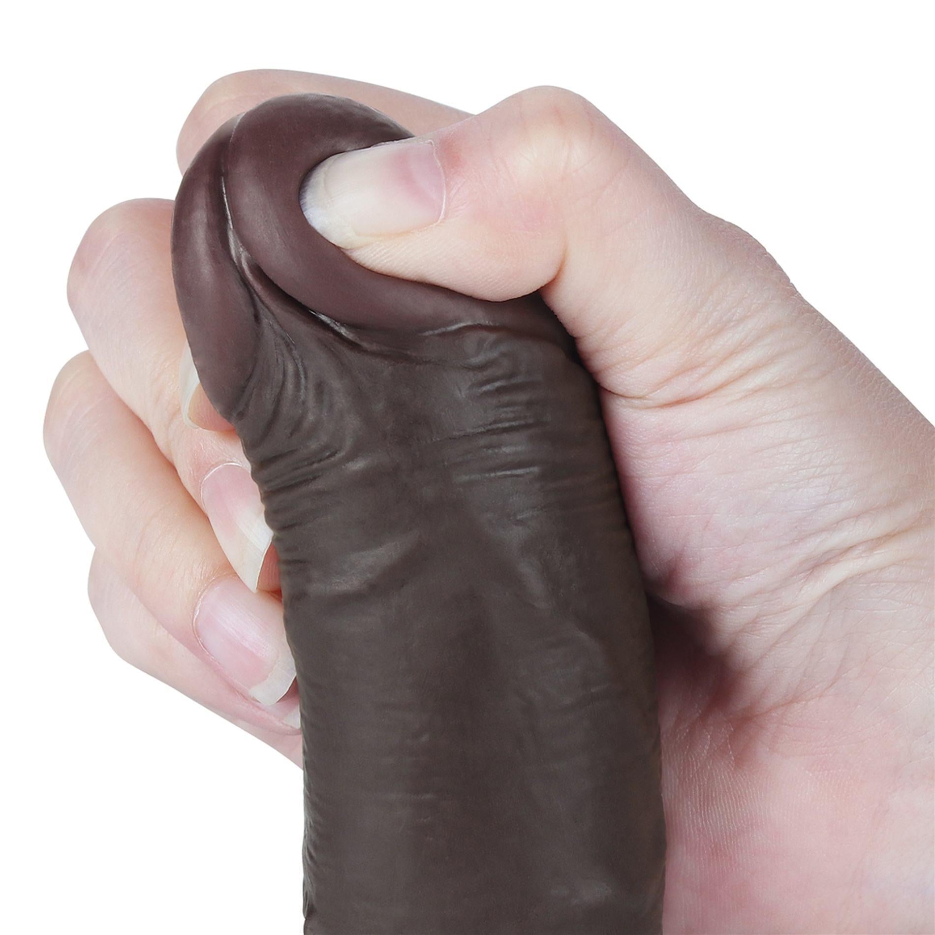 7.5'' Sliding Skin Dual Layer Dong Black