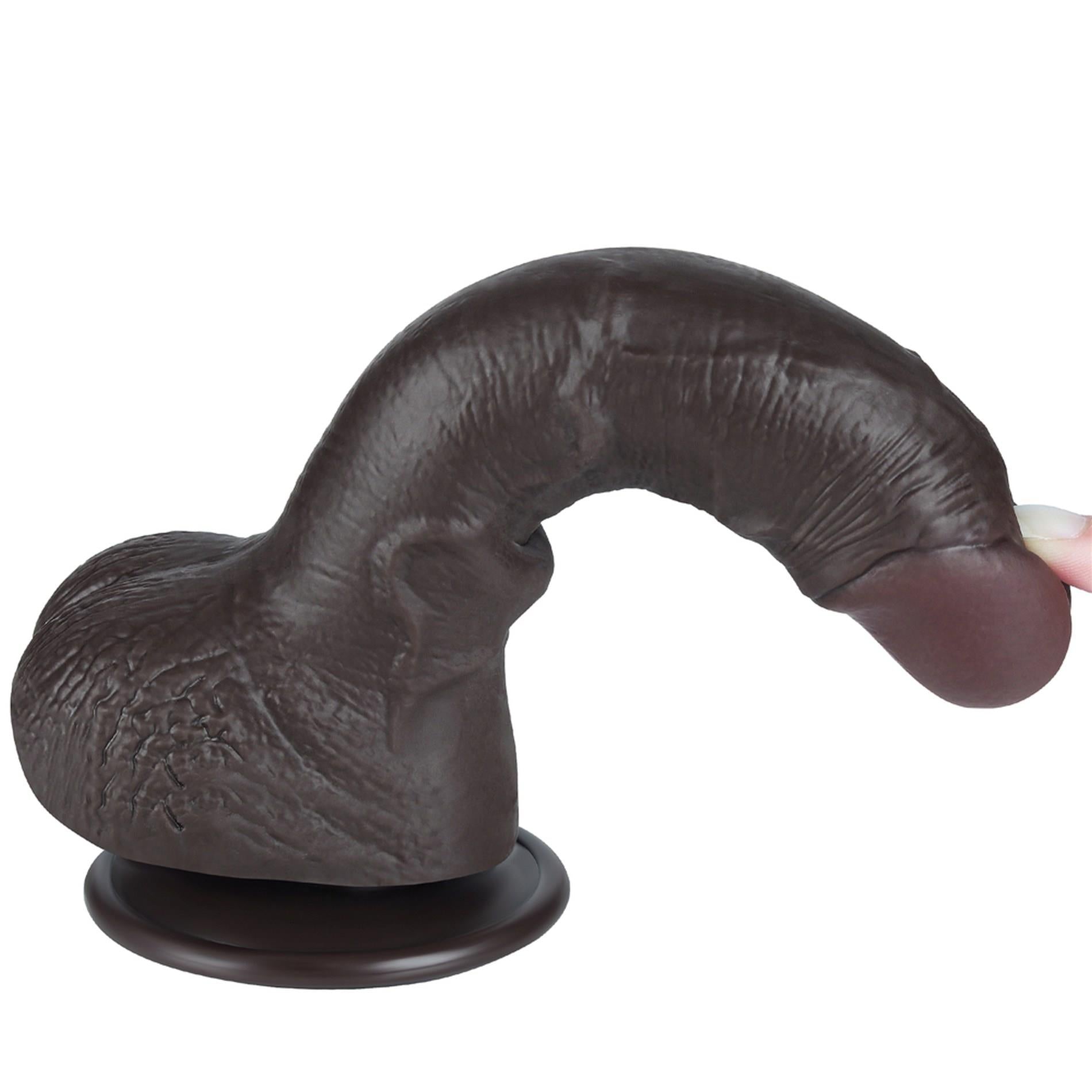 7.5'' Sliding Skin Dual Layer Dong Black