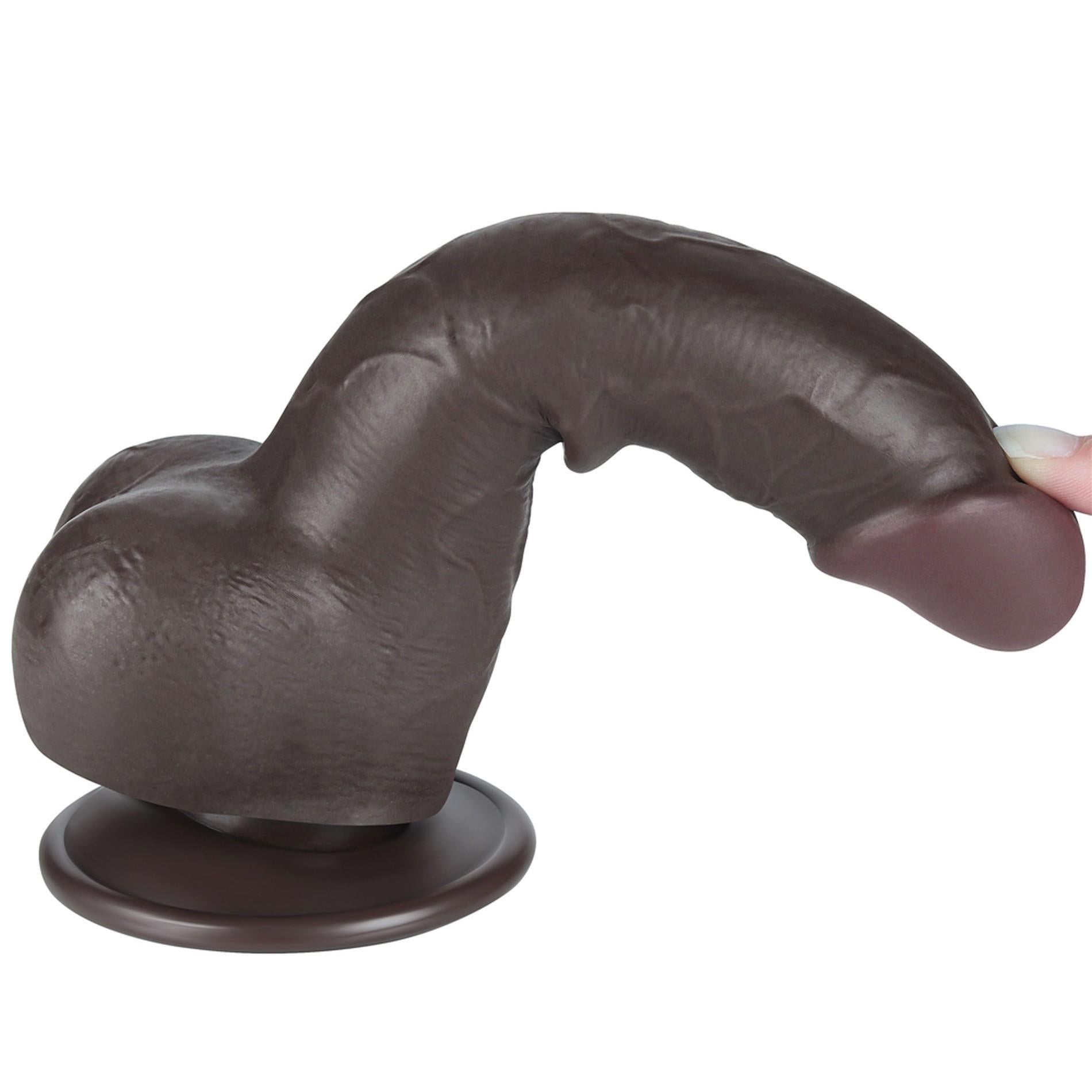 7.5'' Sliding Skin Dual Layer Dong Black