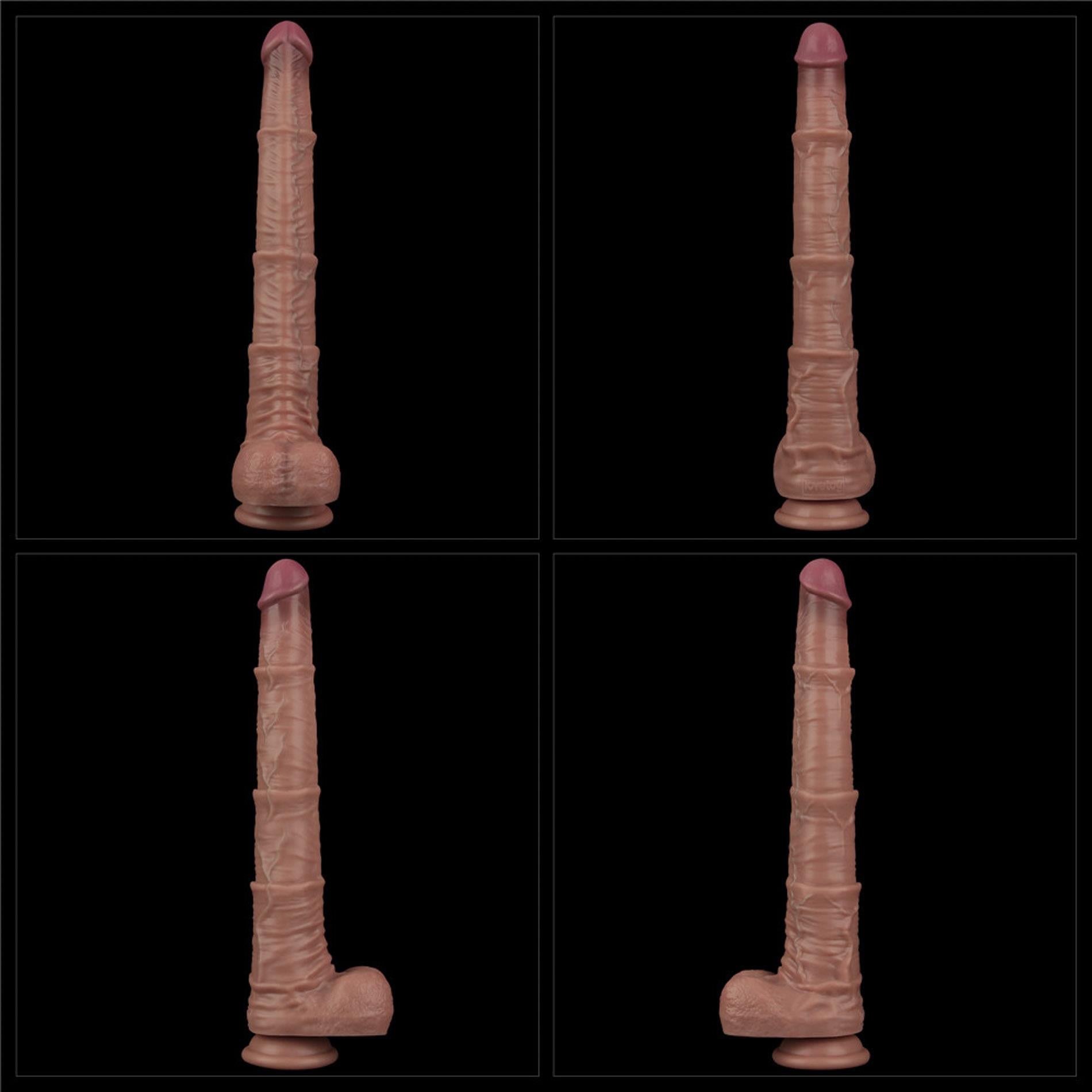 16'' Dual Layered Bendable Silicone Cock XXL(Flesh)