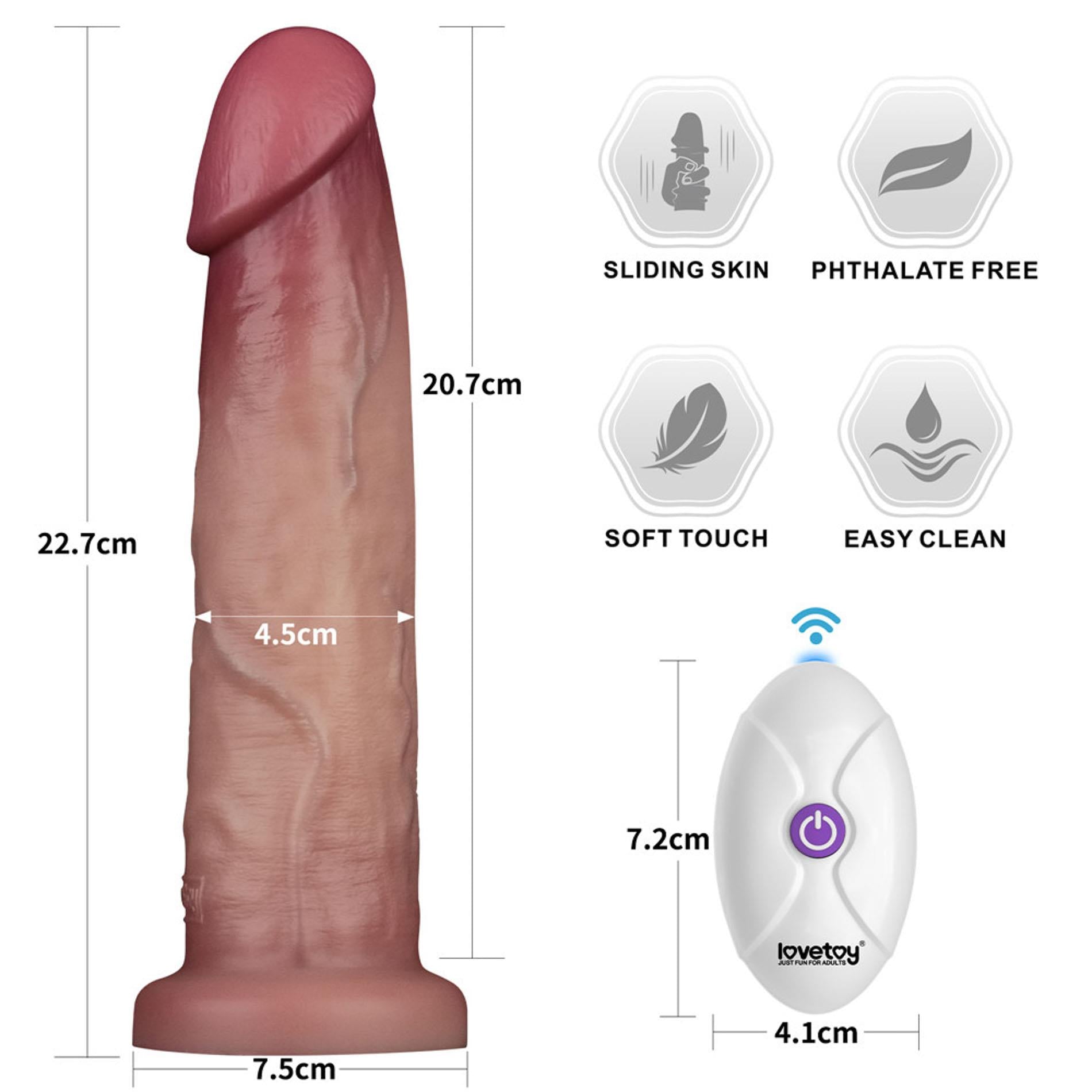 Dong coulissant vibrant 9" Pro II en silicone double couche