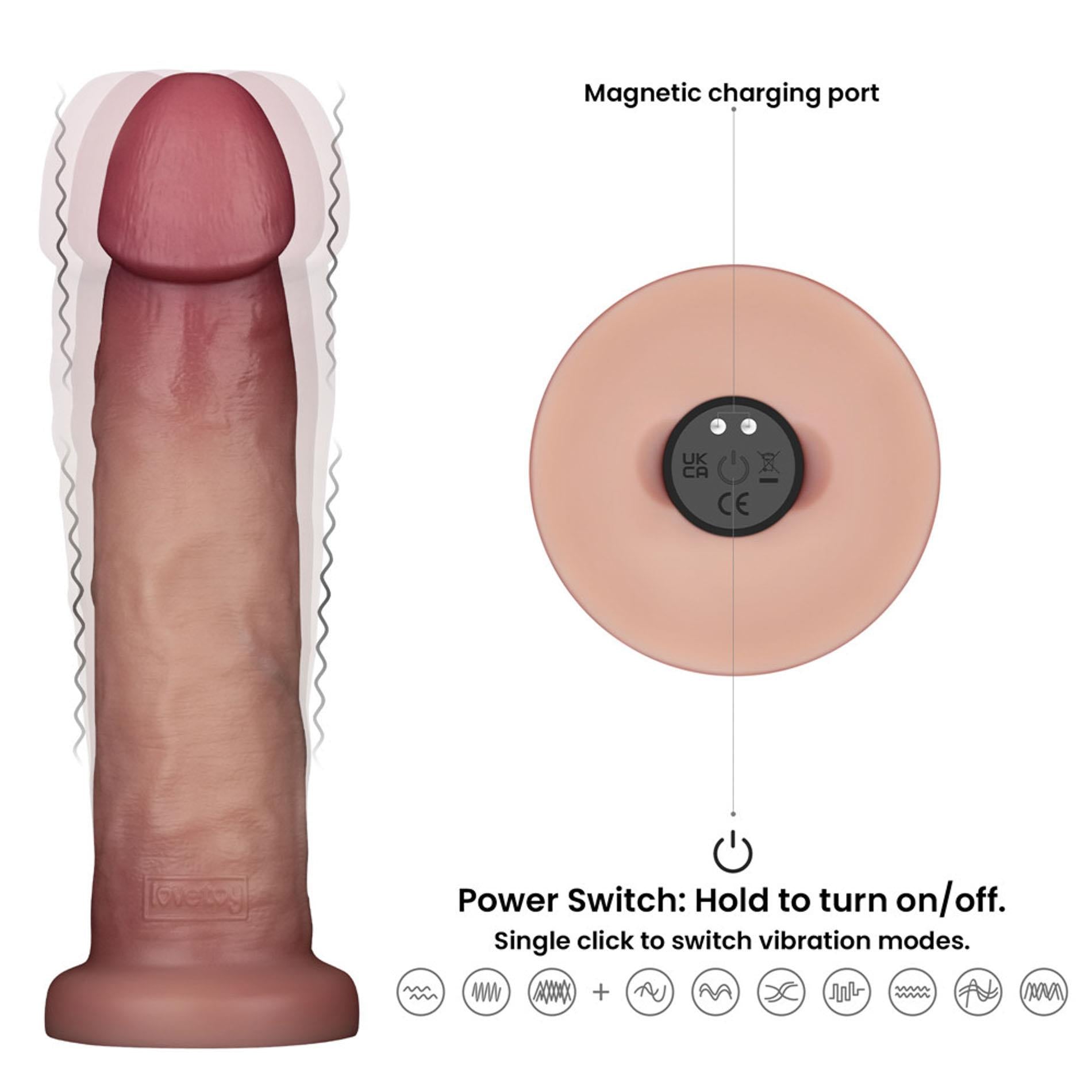 Dong coulissant vibrant 9" Pro II en silicone double couche