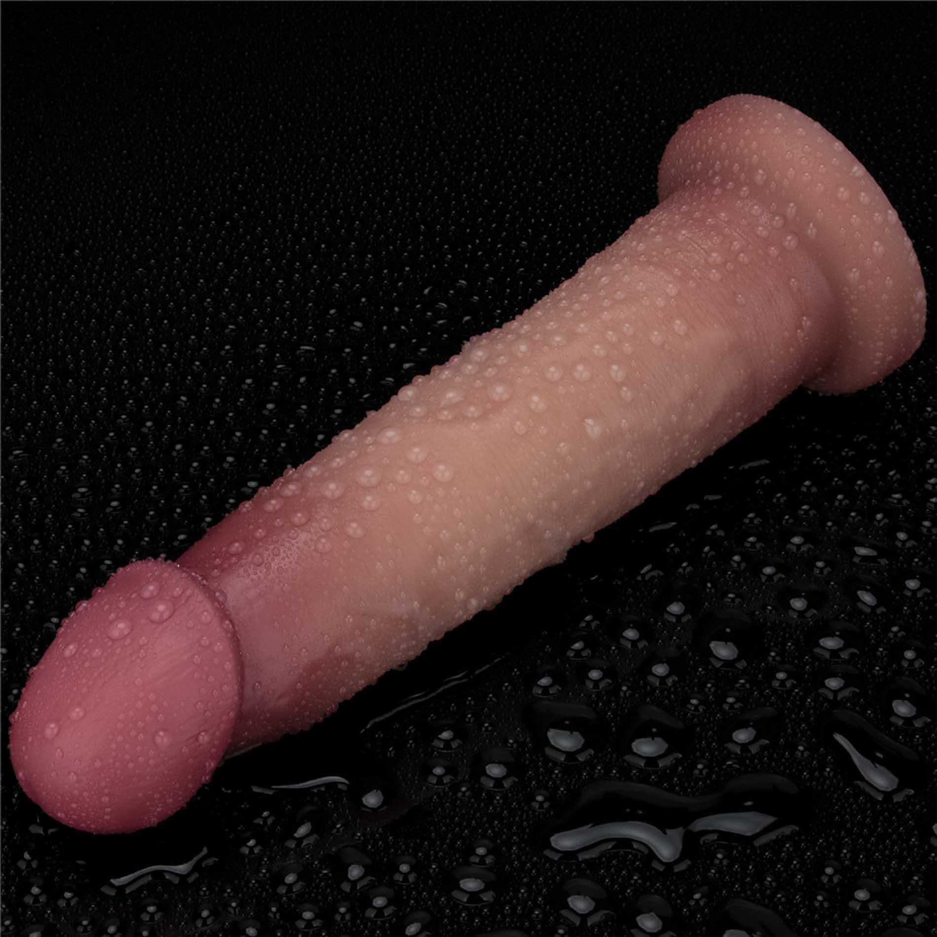 Dong coulissant vibrant 9" Pro II en silicone double couche