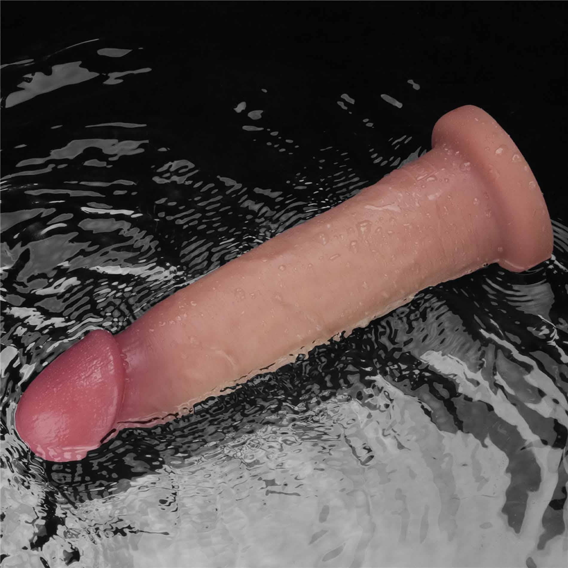 Dong coulissant vibrant 9" Pro II en silicone double couche
