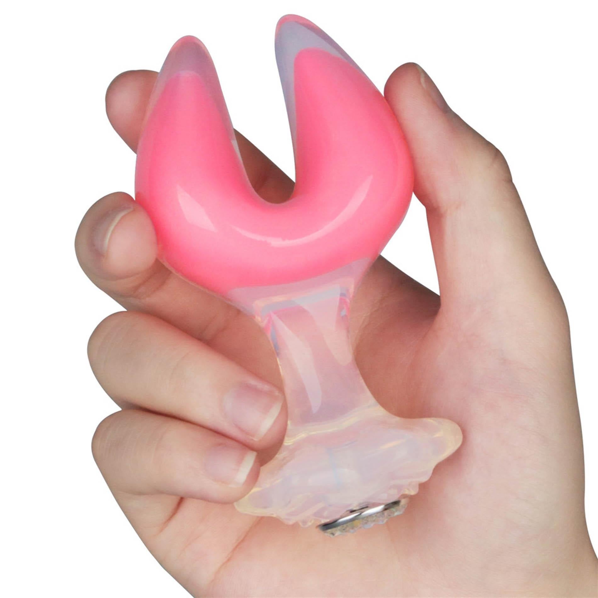 Gemoria Silicone Butt Plug - Dual Crescent  (Glow-In-The-Dark)