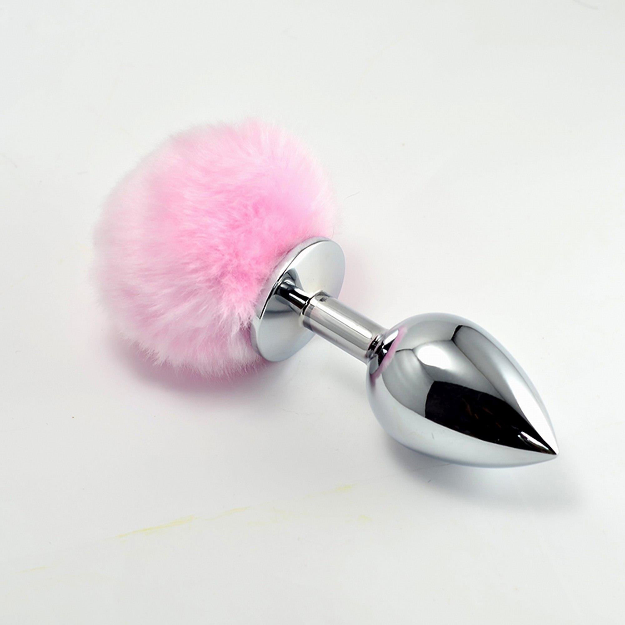 Pompon métallique plug petit rose