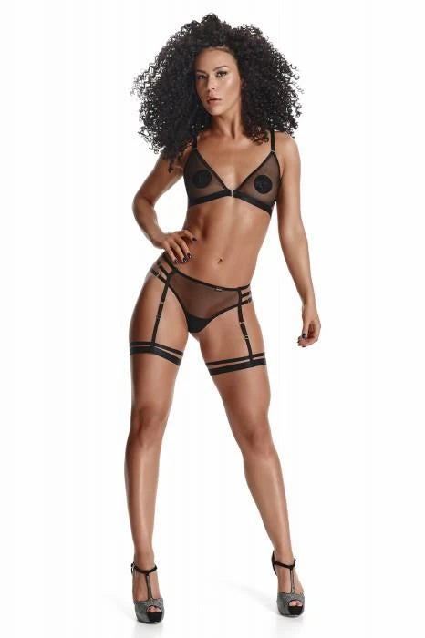Bielizna-LadyX Adora XXL - soutien-gorge, string, porte-jarretelles