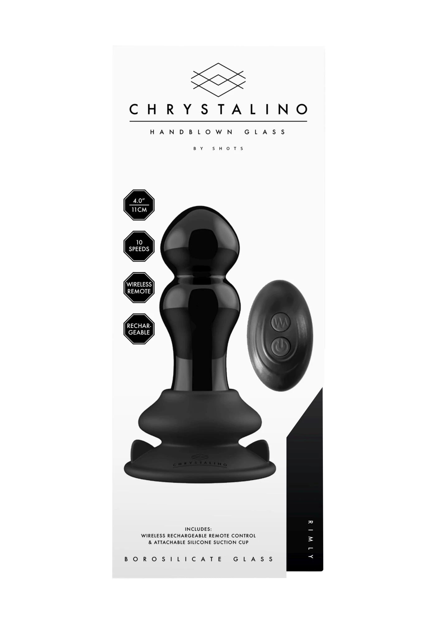 Rimly - Vibrating Glass Butt Plug with Suction Cup