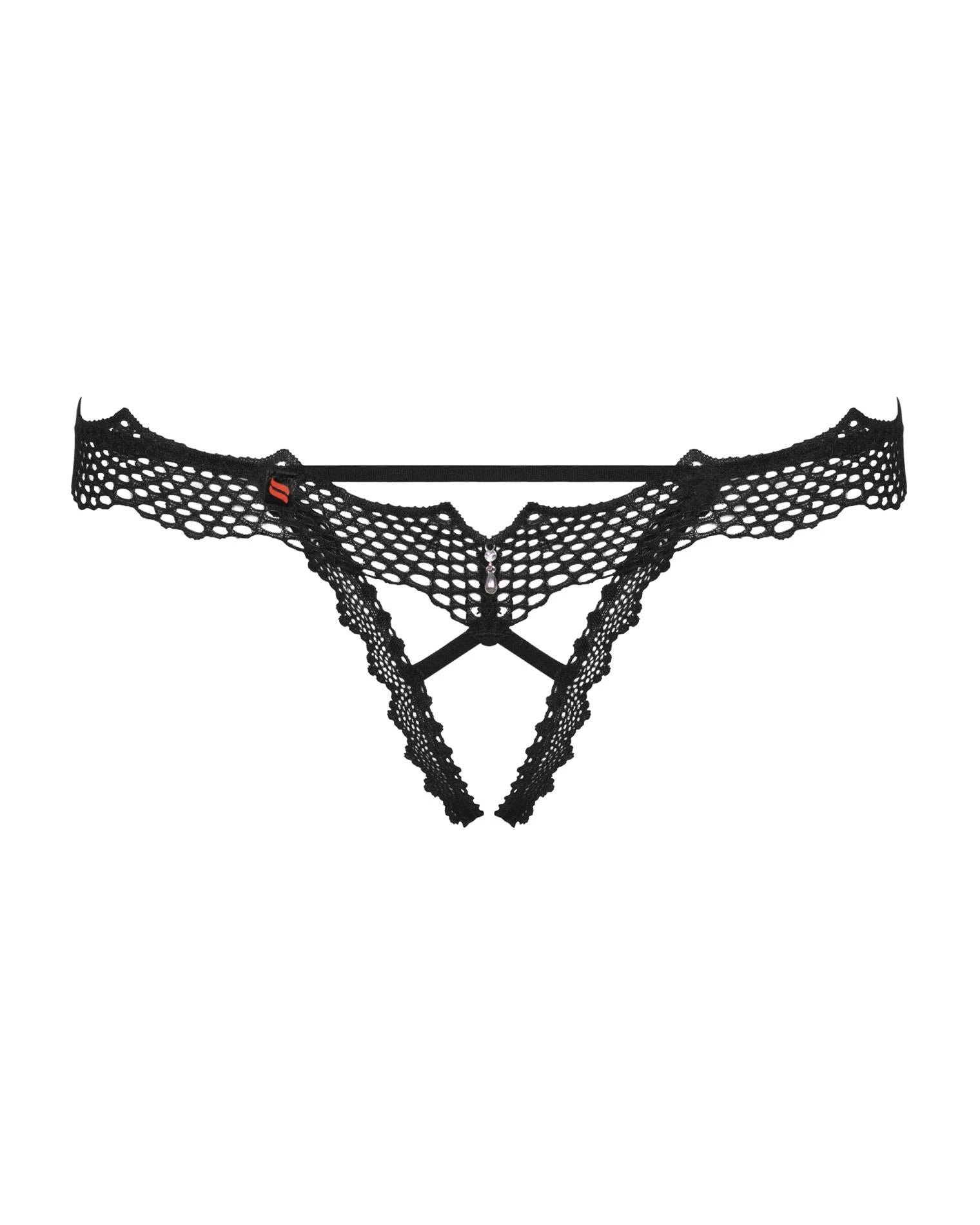 Lingerie-Bravelle open black S/M thong