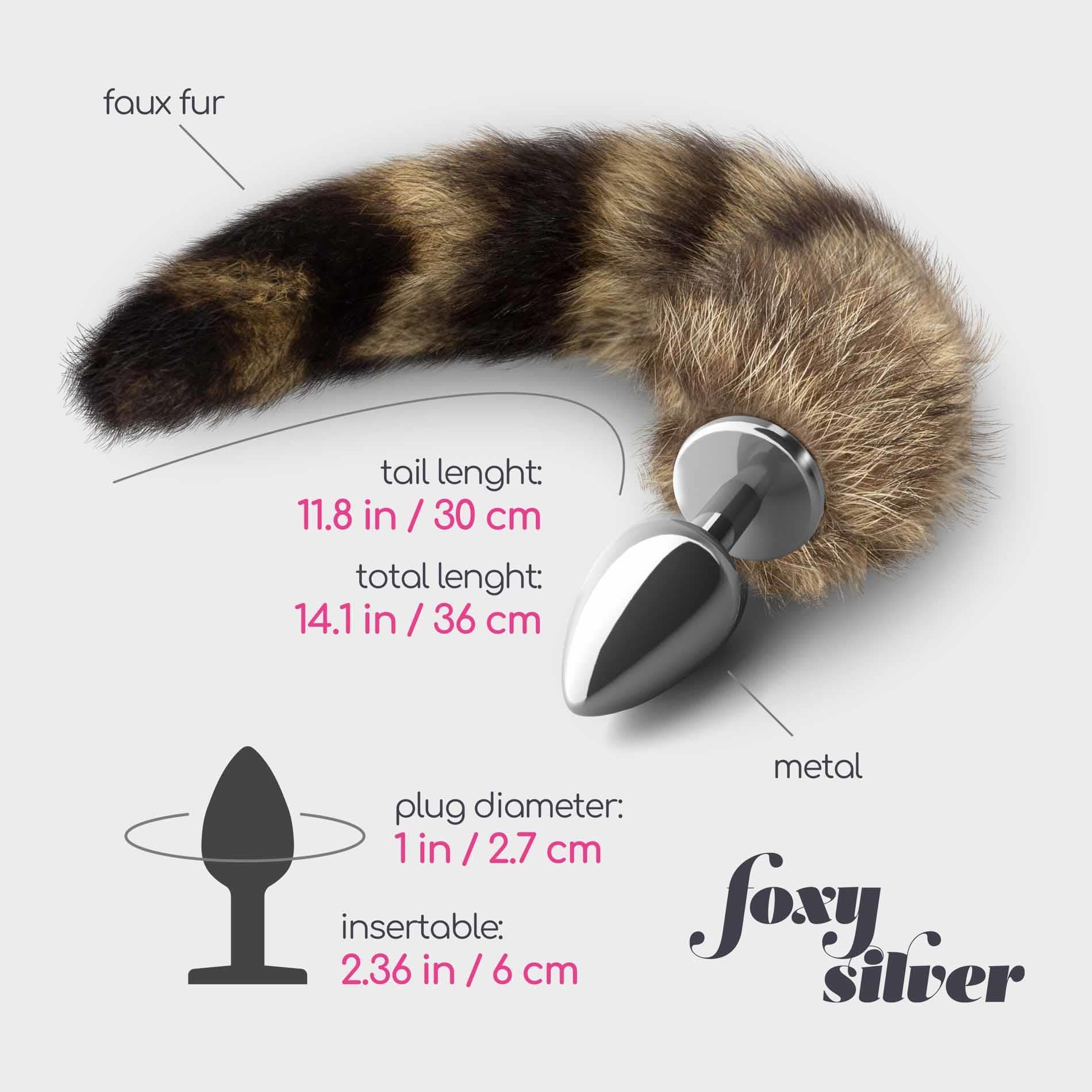 Foxy Silver - Metal Anal Plug with Tail - Silver/Brown