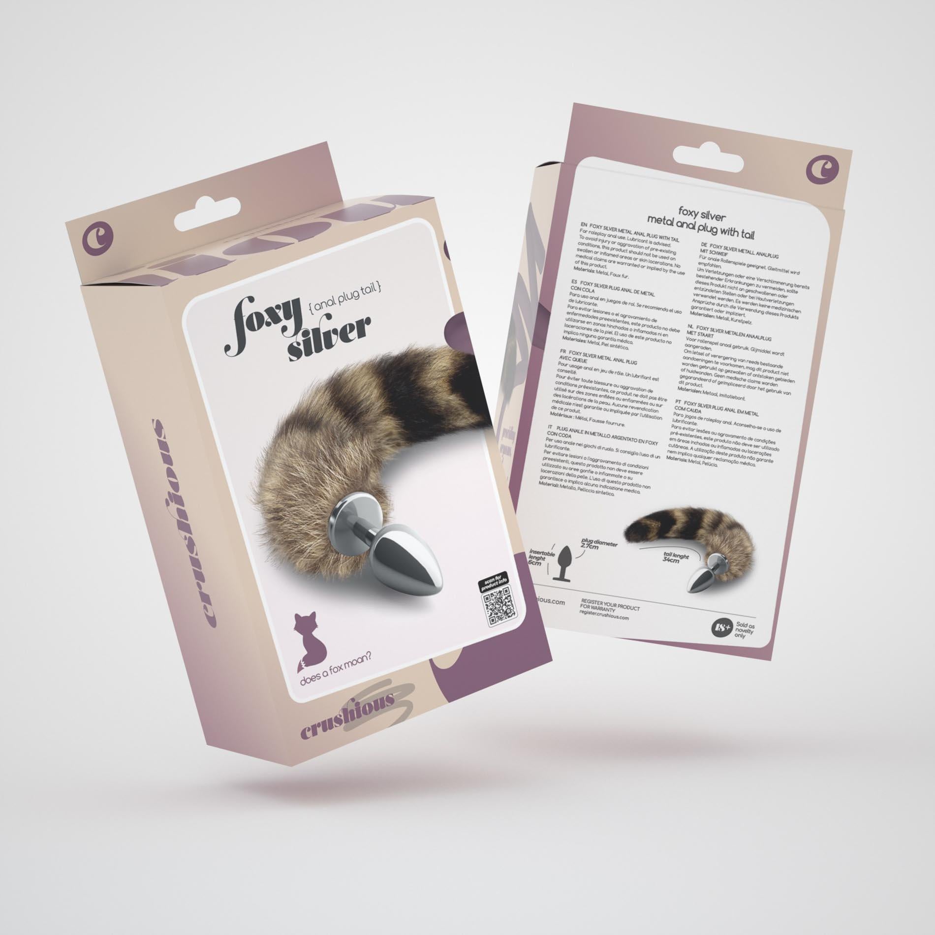 Foxy Silver - Metal Anal Plug with Tail - Silver/Brown