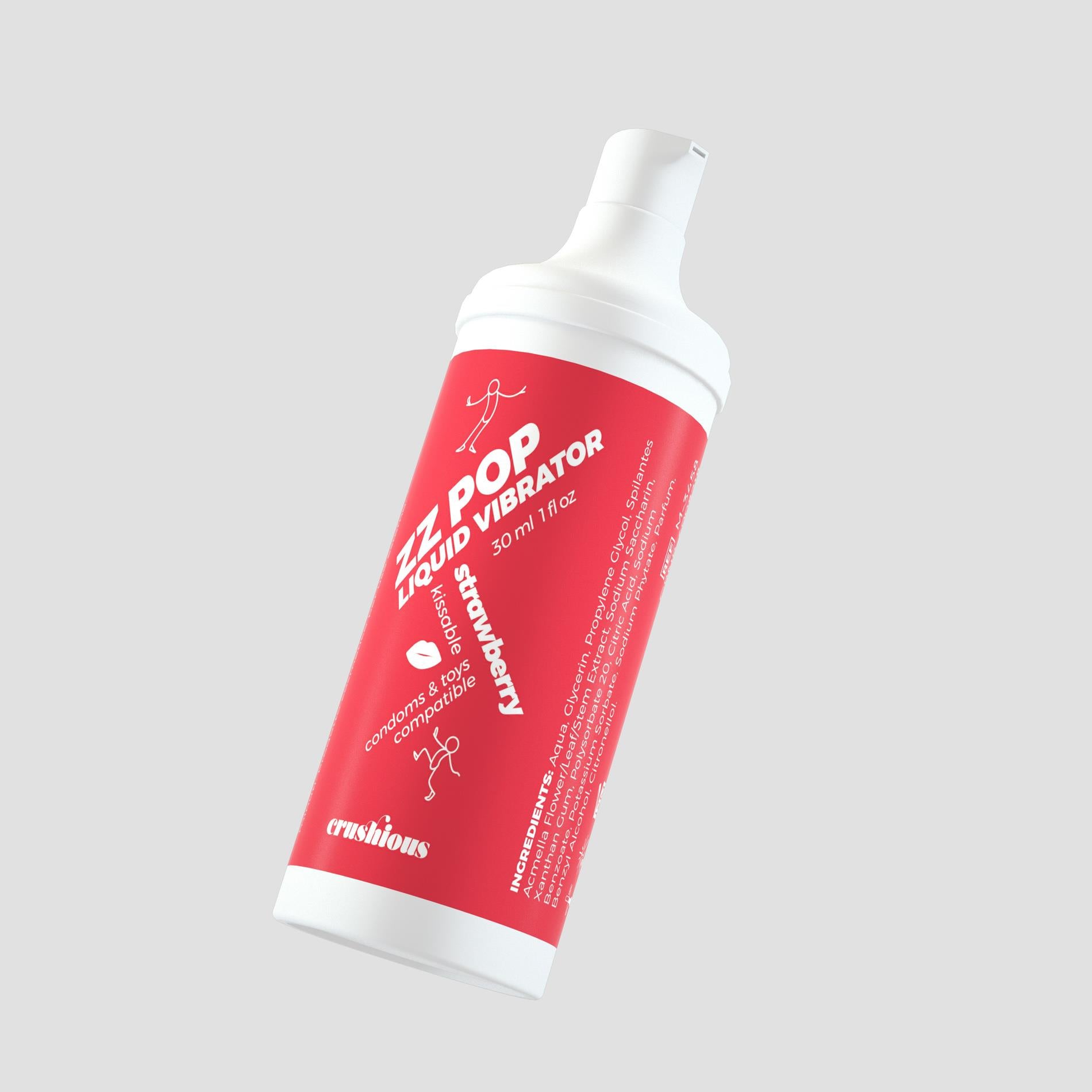 ZZ Pop - Kissable Liquid Vibrator - Strawberry - 1 fl oz / 30 ml