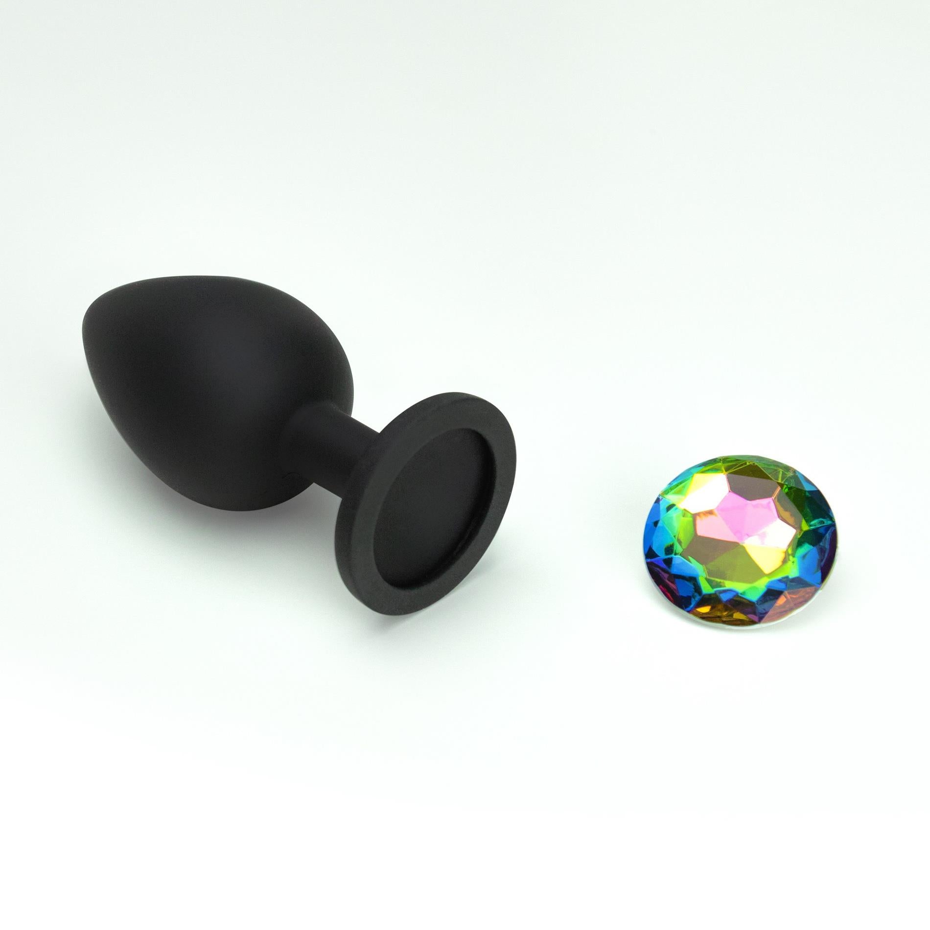 Camileo - Anal Plug with Four Interchangeable Jewels - Medium - Black