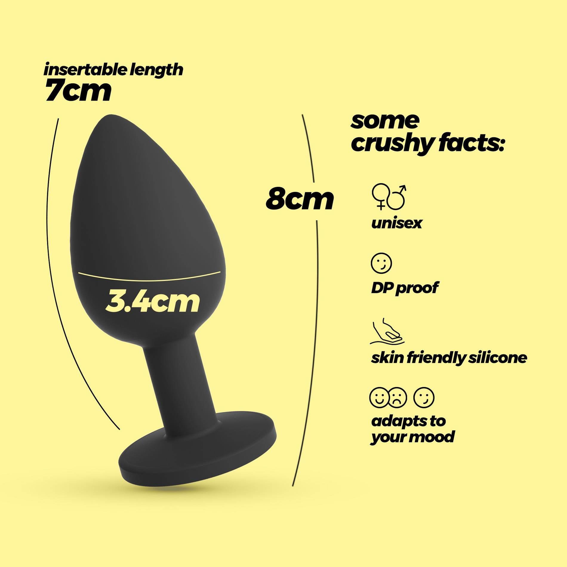Camileo - Anal Plug with Four Interchangeable Jewels - Medium - Black