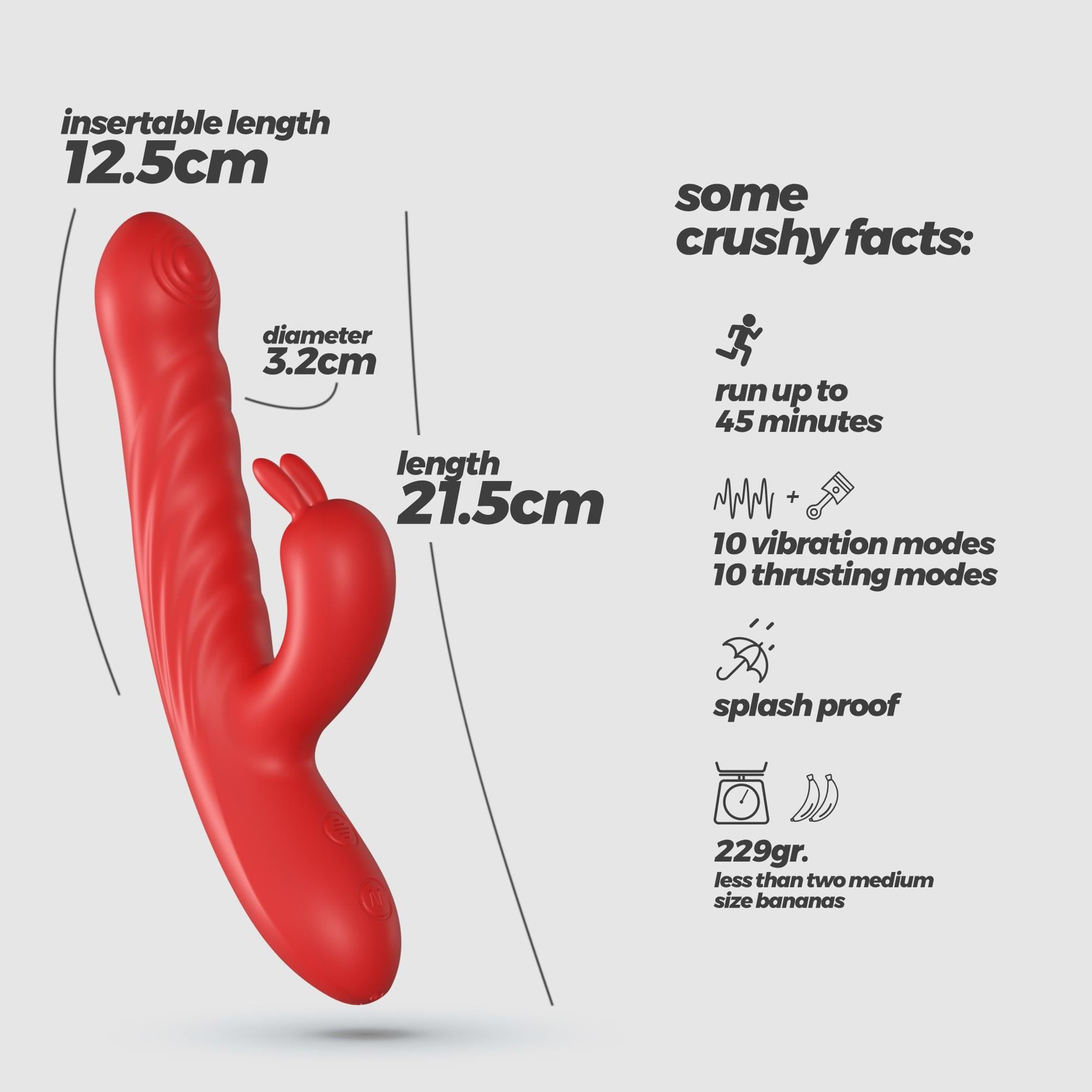 Lapin - Thrusting Rabbit Vibrator - Red
