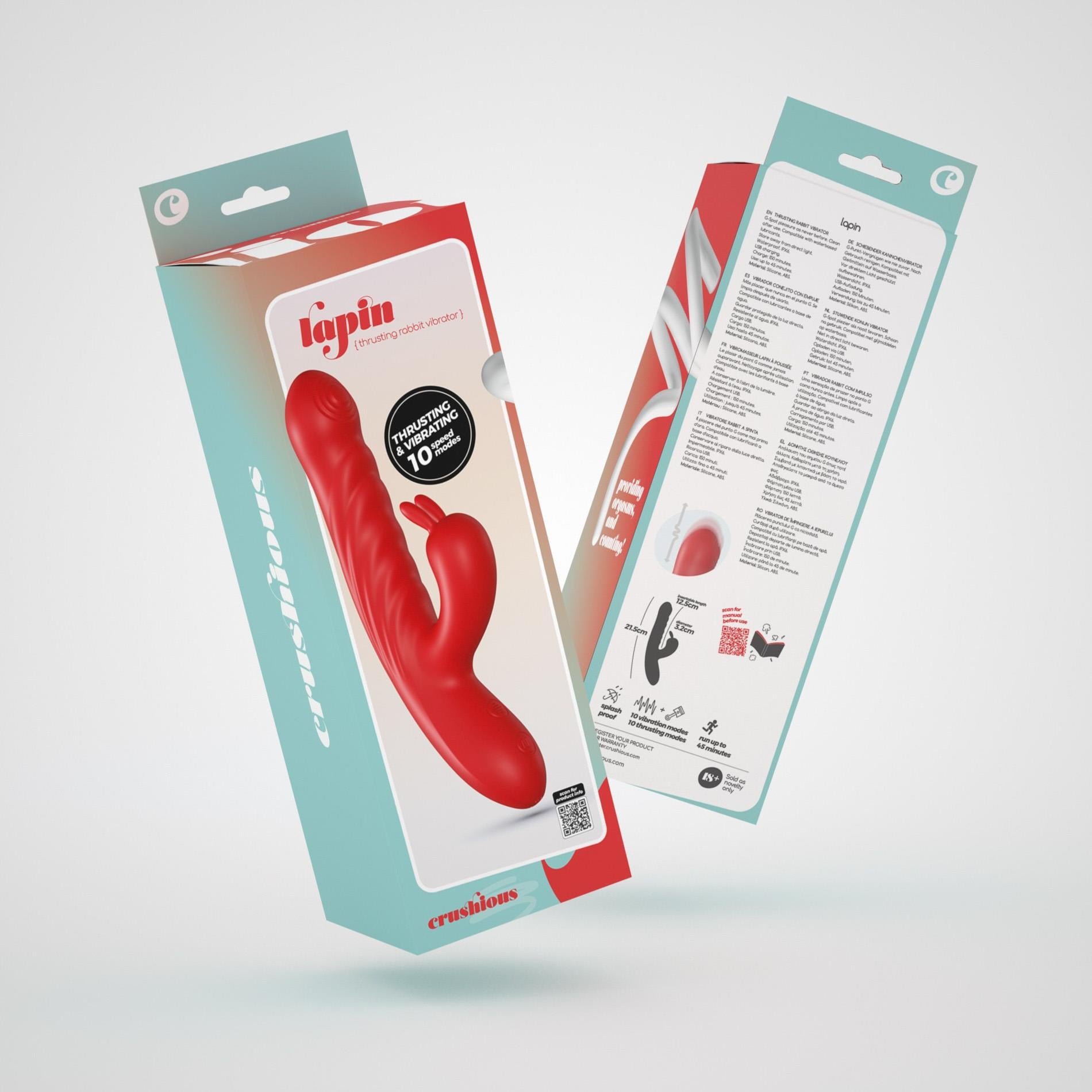 Lapin - Thrusting Rabbit Vibrator - Red