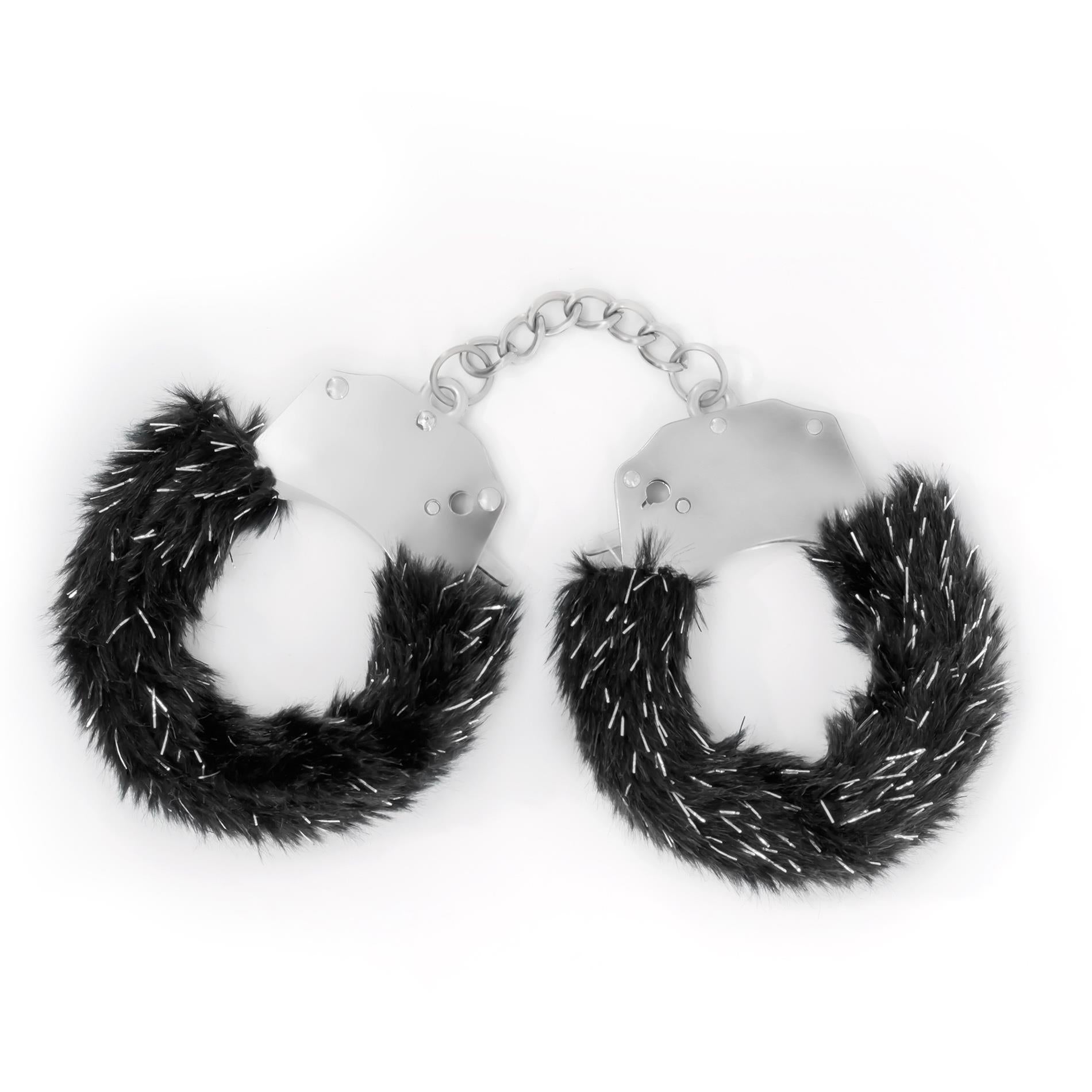 Spangle - Metal Handcuffs with Plush - Black