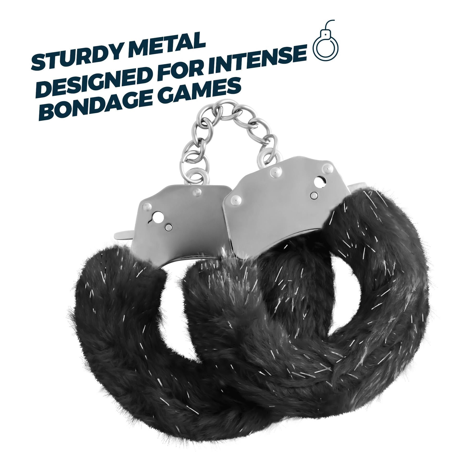 Spangle - Metal Handcuffs with Plush - Black